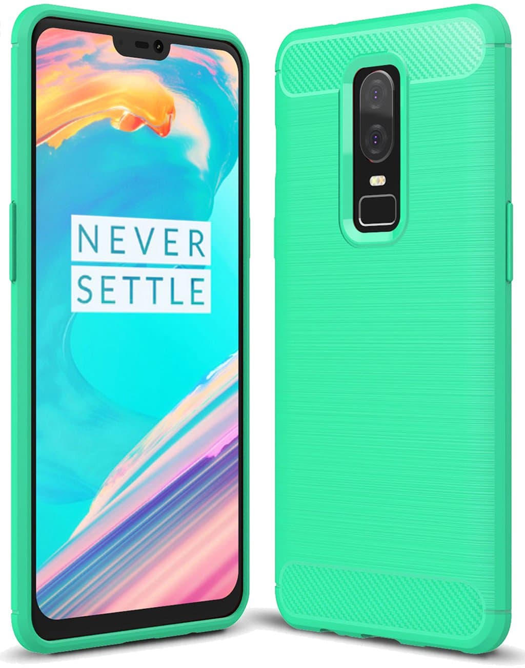 OnePlus 6 case, Sucnakp TPU Shock Absorption Technology Raised Bezels Protective Case Cover for OnePlus 6 Smartphone (Mint Green)