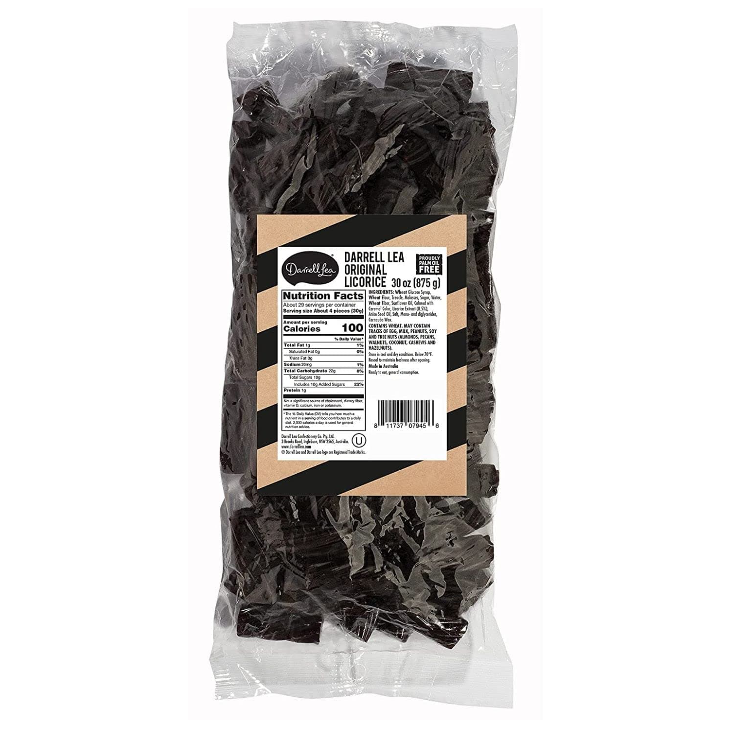 Bulk Australian Licorice, Non-GMO, No Palm Oil, No High Fructose Corn Syrup, Soft & Chewy Licorice Candy, Made in Australia (1.925 Pound Bulk Bag, Original Black)