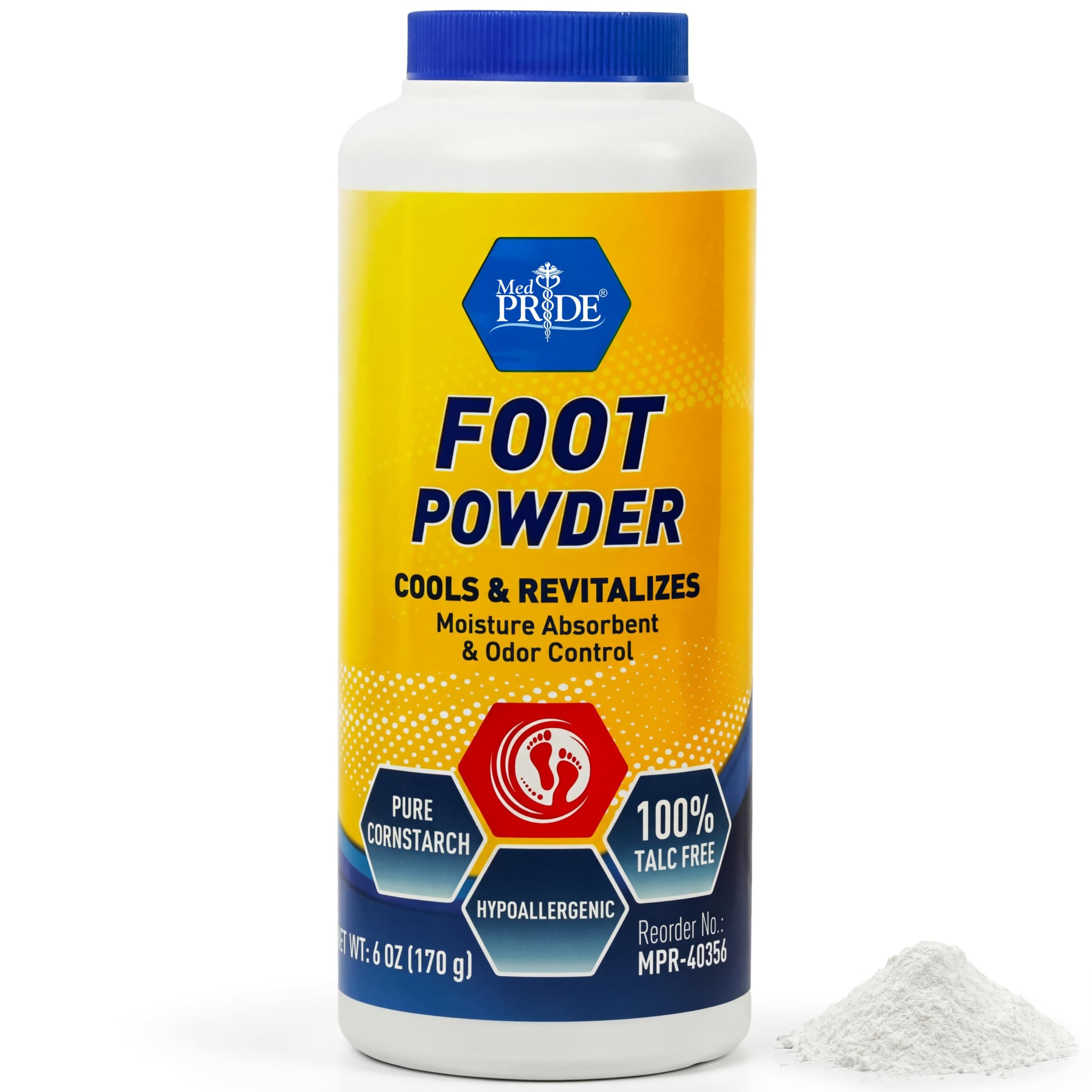 Premium Foot Powder For Moisture Control - Hypoallergenic, 100% Talc-Free Foot Cooling Powder To Reduce Odors And Absorb Sweat & Excess Moisture- Shoe & Foot Odor Eliminator Powder- 6oz