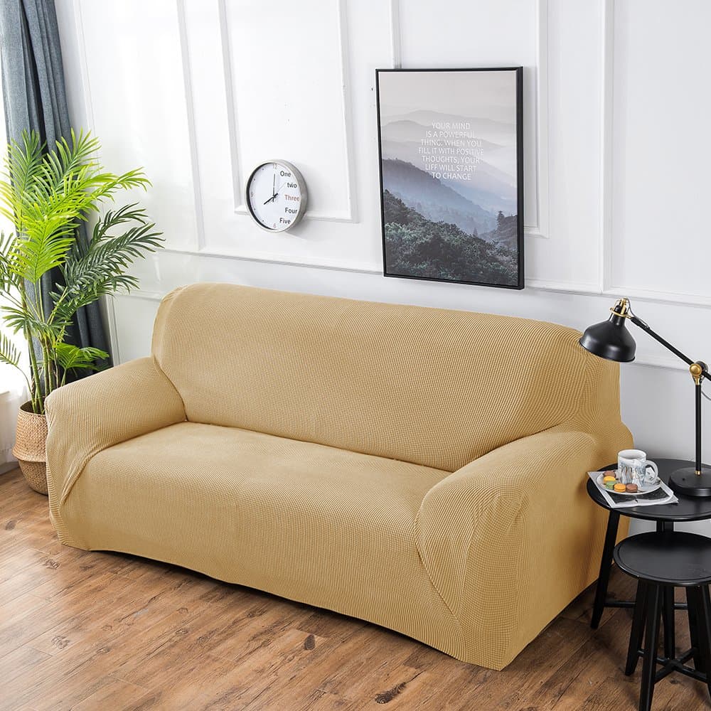 Hengwei Sectional Sofa Cover Stretch Couch Slipcover 1 Pcs DIY (Buy 2/3 for L / U Shape Sofa)-Soft Polyester Fabric Form Fit Furniture Protector for Kids Pets Home Gift(Beige,B-4 Seat 90-118in)