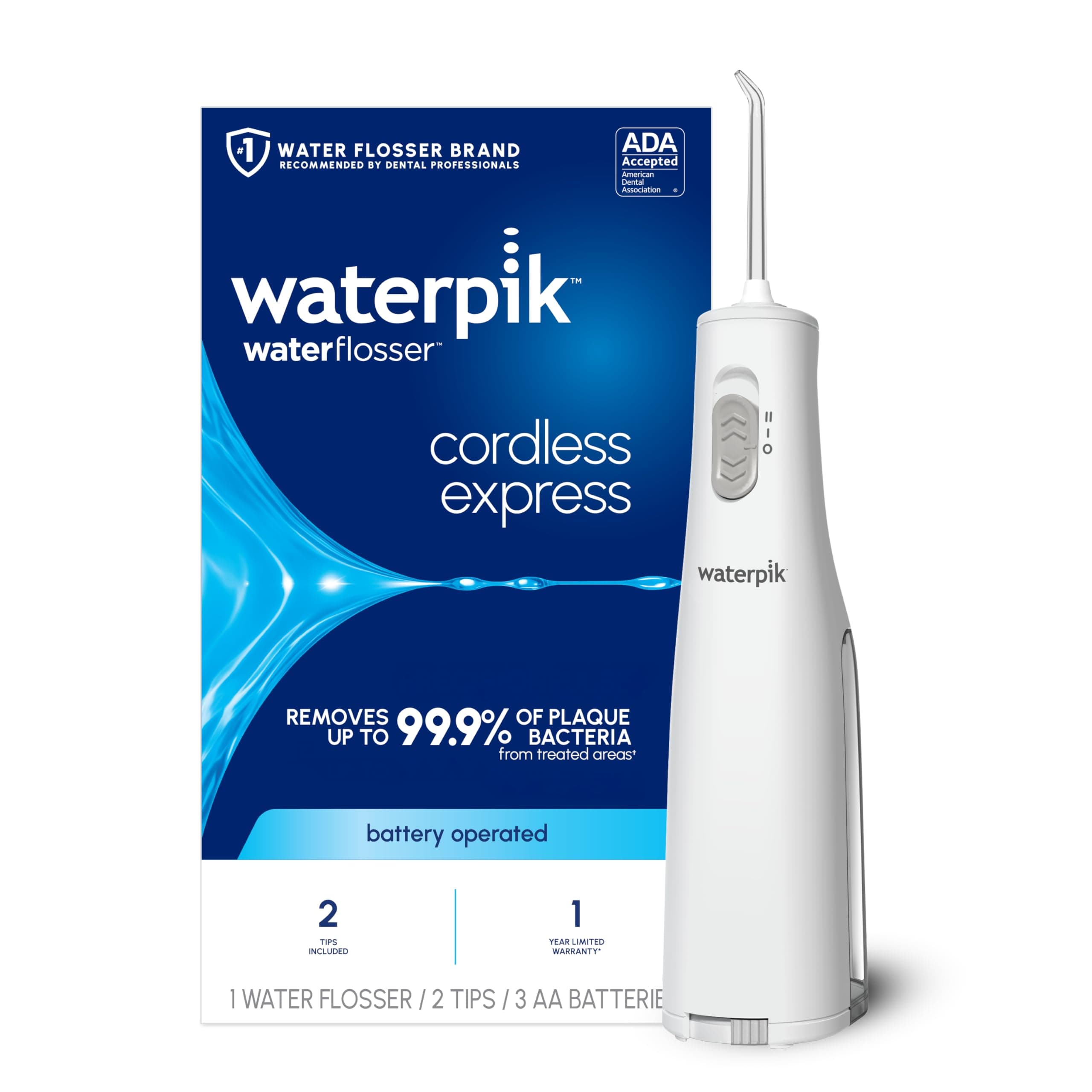 Cordless Water Flosser, Battery Operated & Portable For Travel Home, Ada Accepted Express, White Wf-02