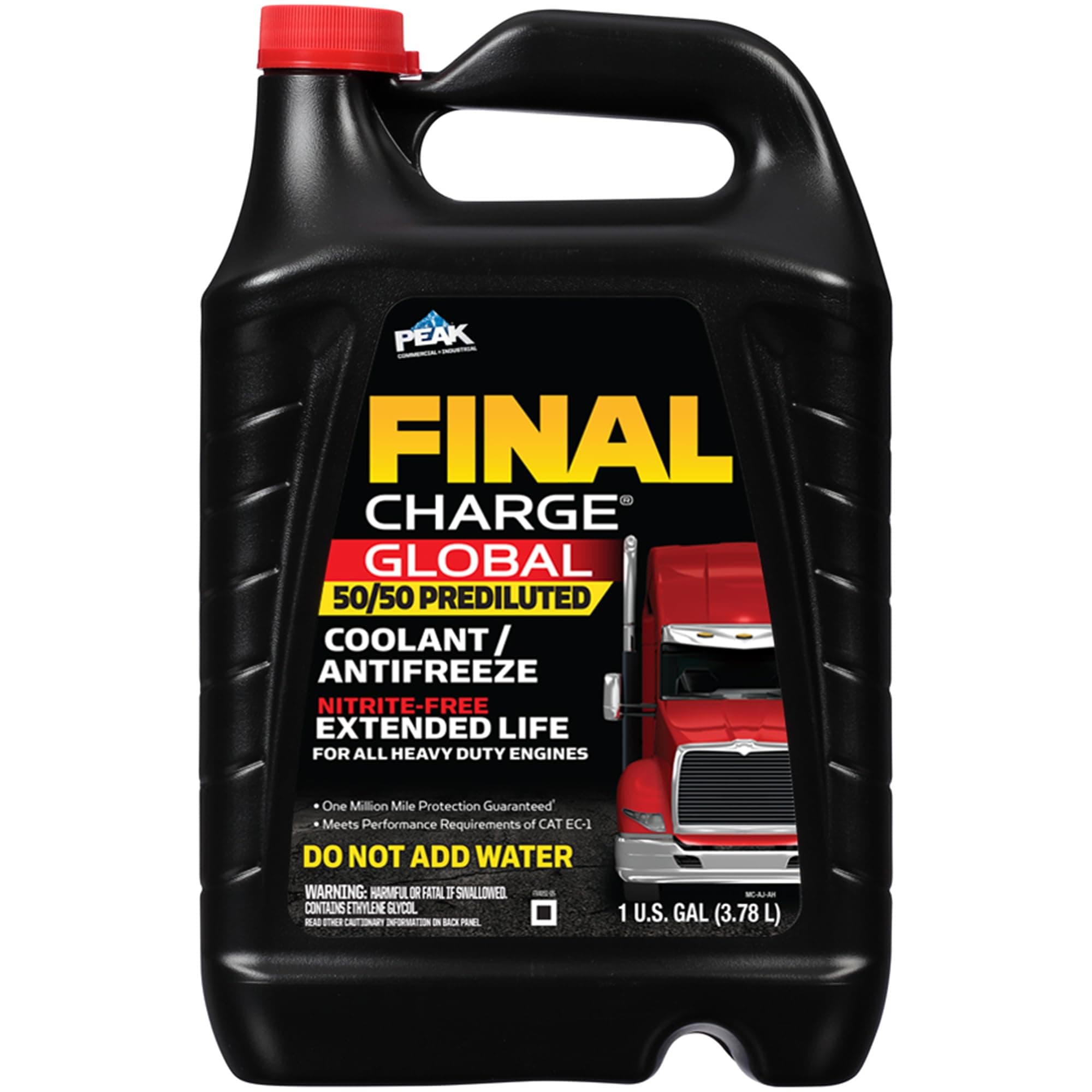 PEAK Final Charge Global Extended Life 50/50 Prediluted Antifreeze/Coolant for All Heavy Duty Engine Cooling Systems, 1 Gal.