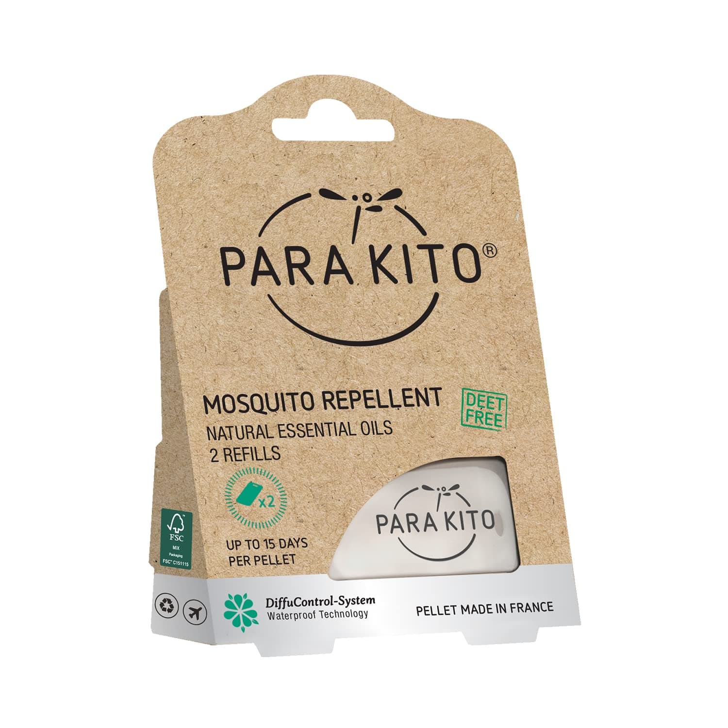 PARA'KITO Refill Pellets for Mosquito Repellent Bracelets, Mosquito Pellets with Citronella Oil, Peppermint Oils, Hiking & Camping Accessories, 2 Refills (15 Days Each)