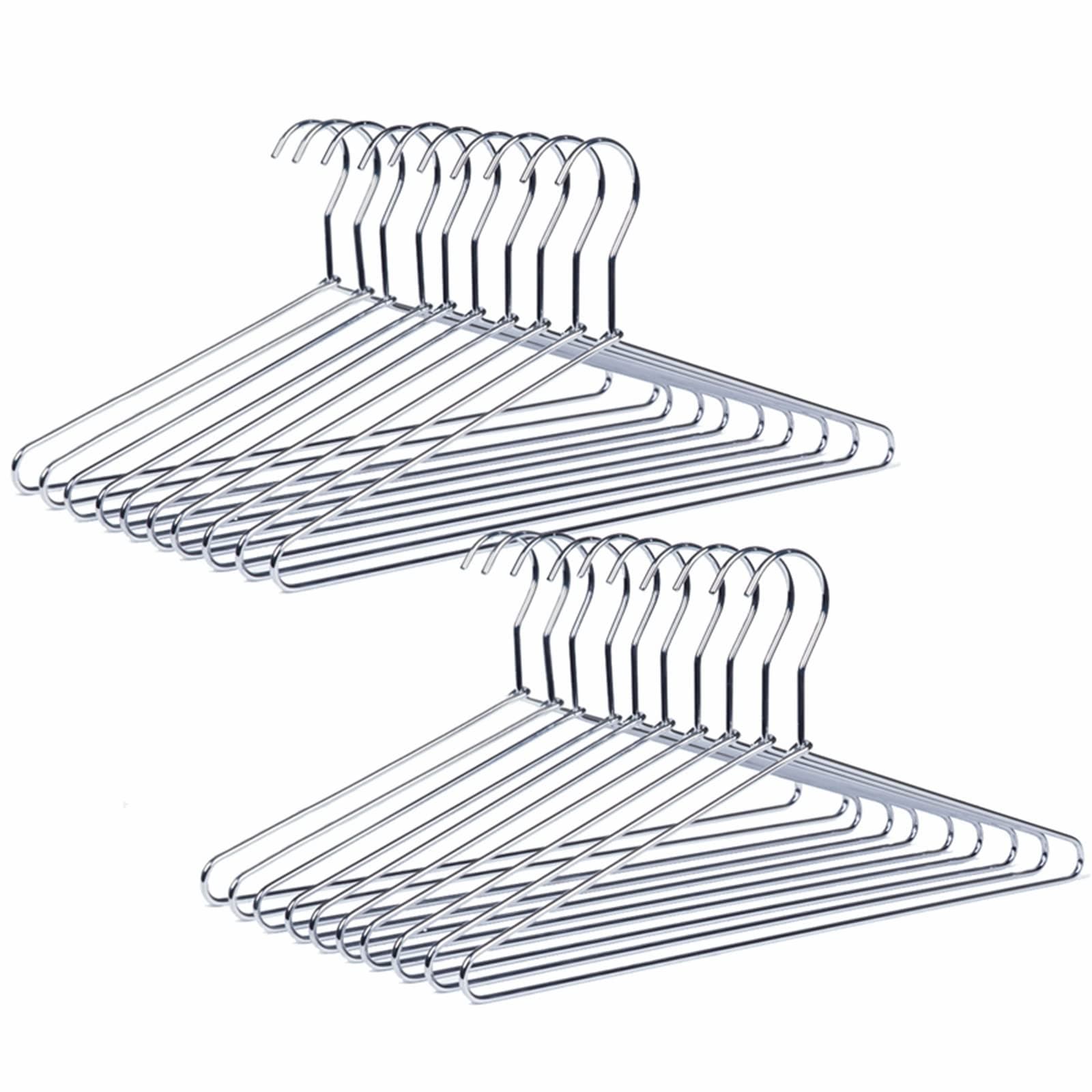 Amber Home 30 Pack Heavy Duty Metal Shirt Coat Hangers, Stainless Steel Clothes Hanger with Polished Chrome, 17 Inch Silver Metal Wire Hanger