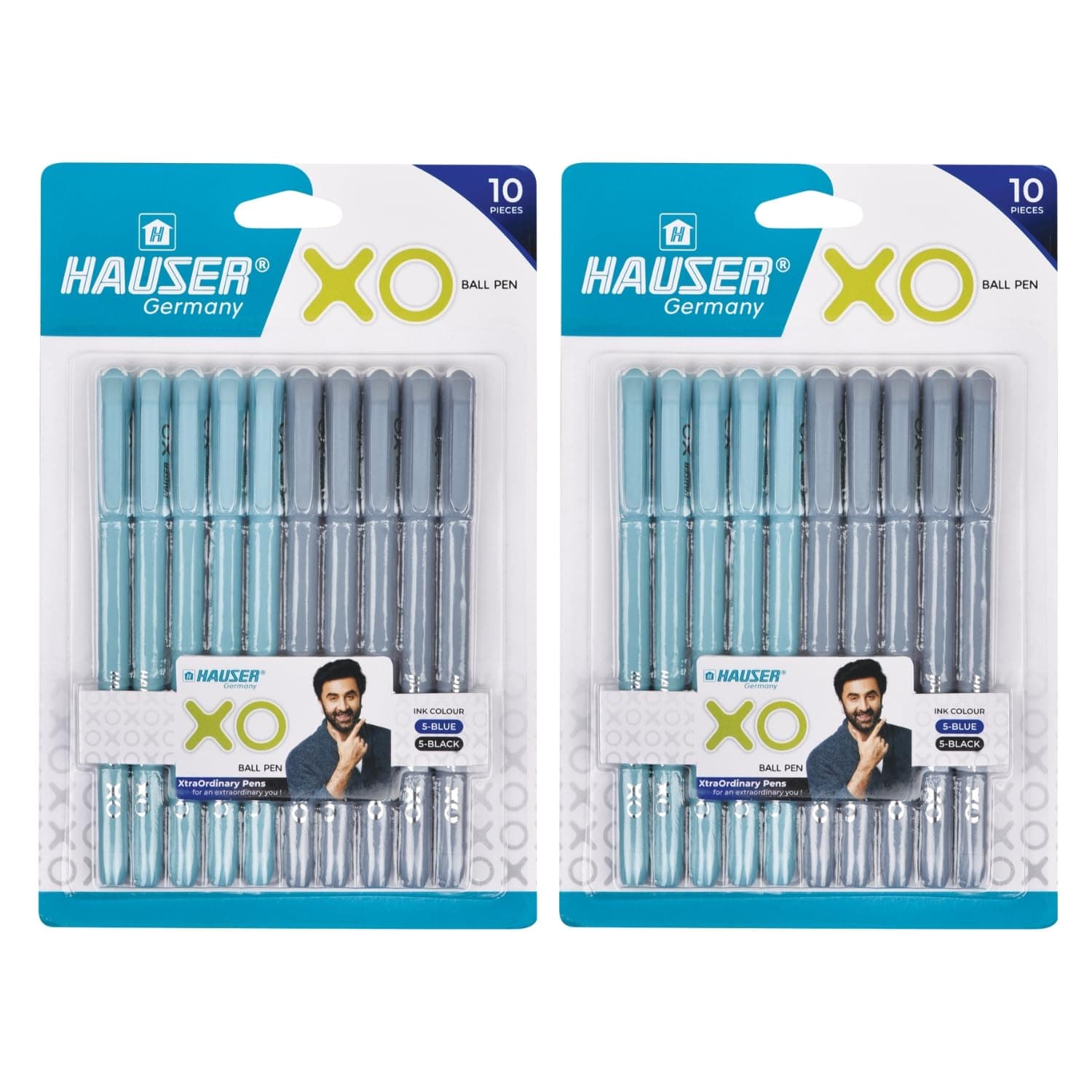 XO Ball Pen Combo Pack | Solid Body Type With Ultra Durable Tip | 10 Pcs Blue Ink & 10 Pcs Black Ink
