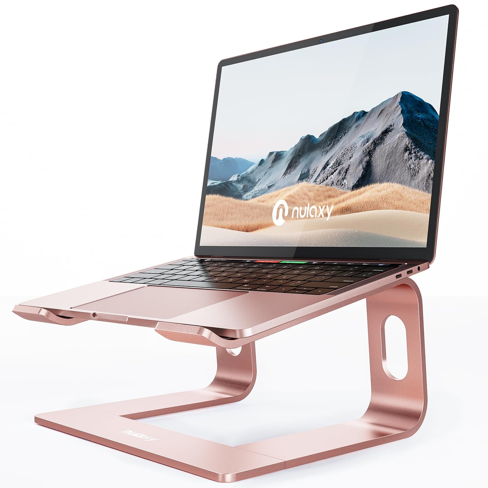 Nulaxy Laptop Stand, Ergonomic Aluminum Laptop Computer Stand, Detachable Laptop Riser Notebook Holder Stand Compatible with MacBook Air Pro, Dell XPS, HP, Lenovo More 10-15.6” Laptops (D-Rose Gold)