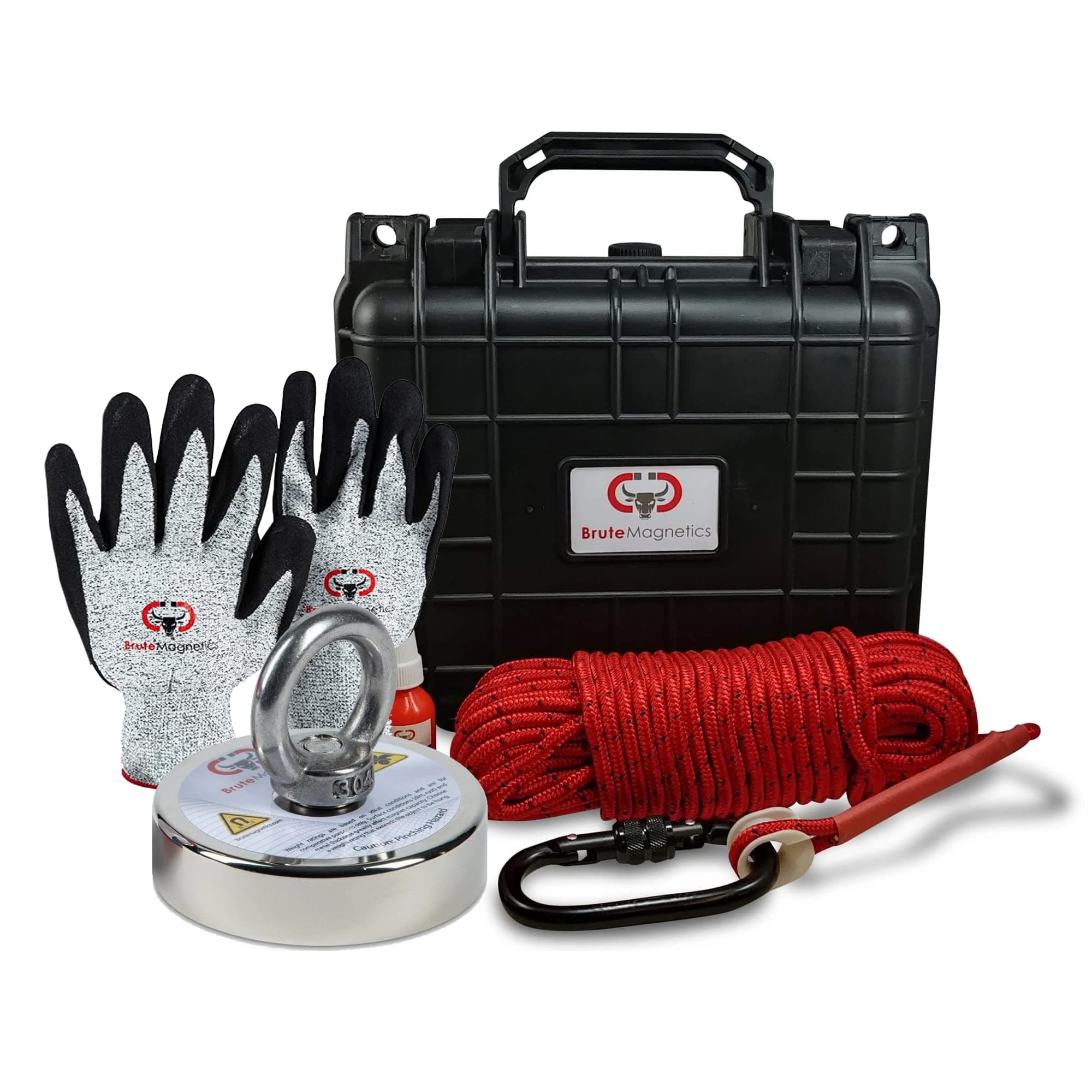 Brute Magnetics Box 1,200+ lb The Original Magnet Fishing Bundle (4.72" Magnet + Rope + Carabiner + Threadlocker)