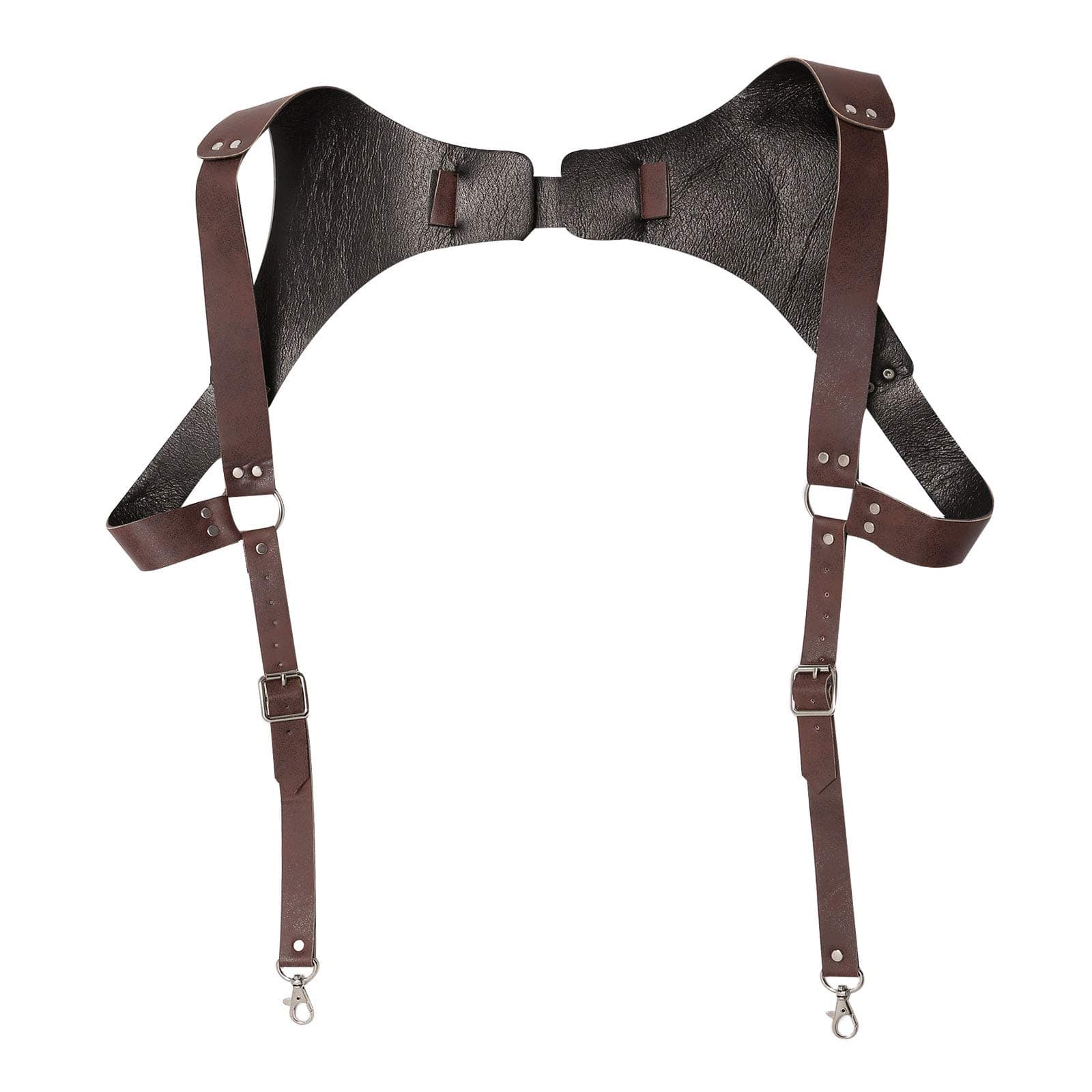 TTAOMen's Vintage Suspender Buckled Back Leather Suspender with Swivel Hooks Medieval Costume Accessories for Pants