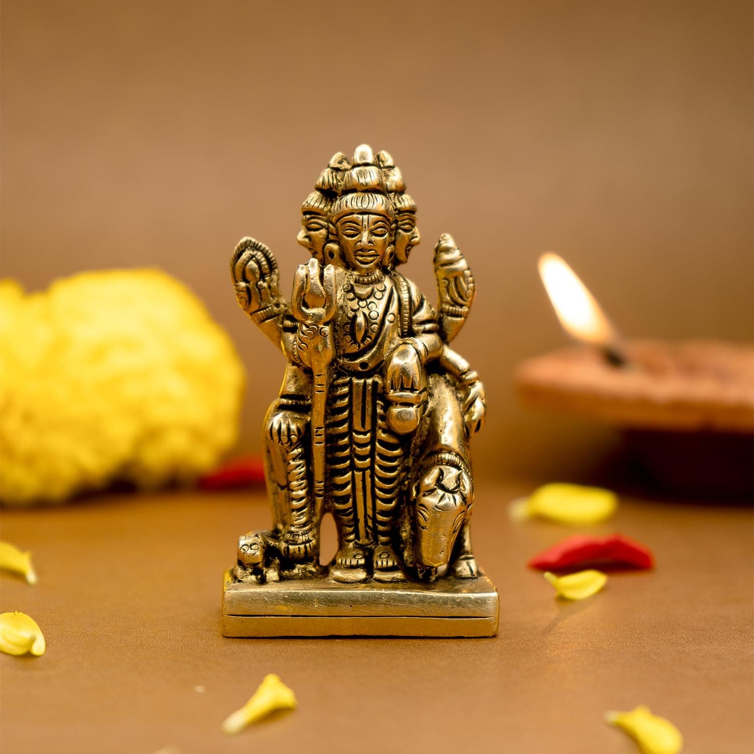 Ekhasa 100% Pure Brass Dattatreya Murti (7.5 cm) | Idol for Puja, Study Table, Pooja Room & Home Decor | Statue of Lord Dattatreya for Spiritual Enrichment | Datta Sculpture