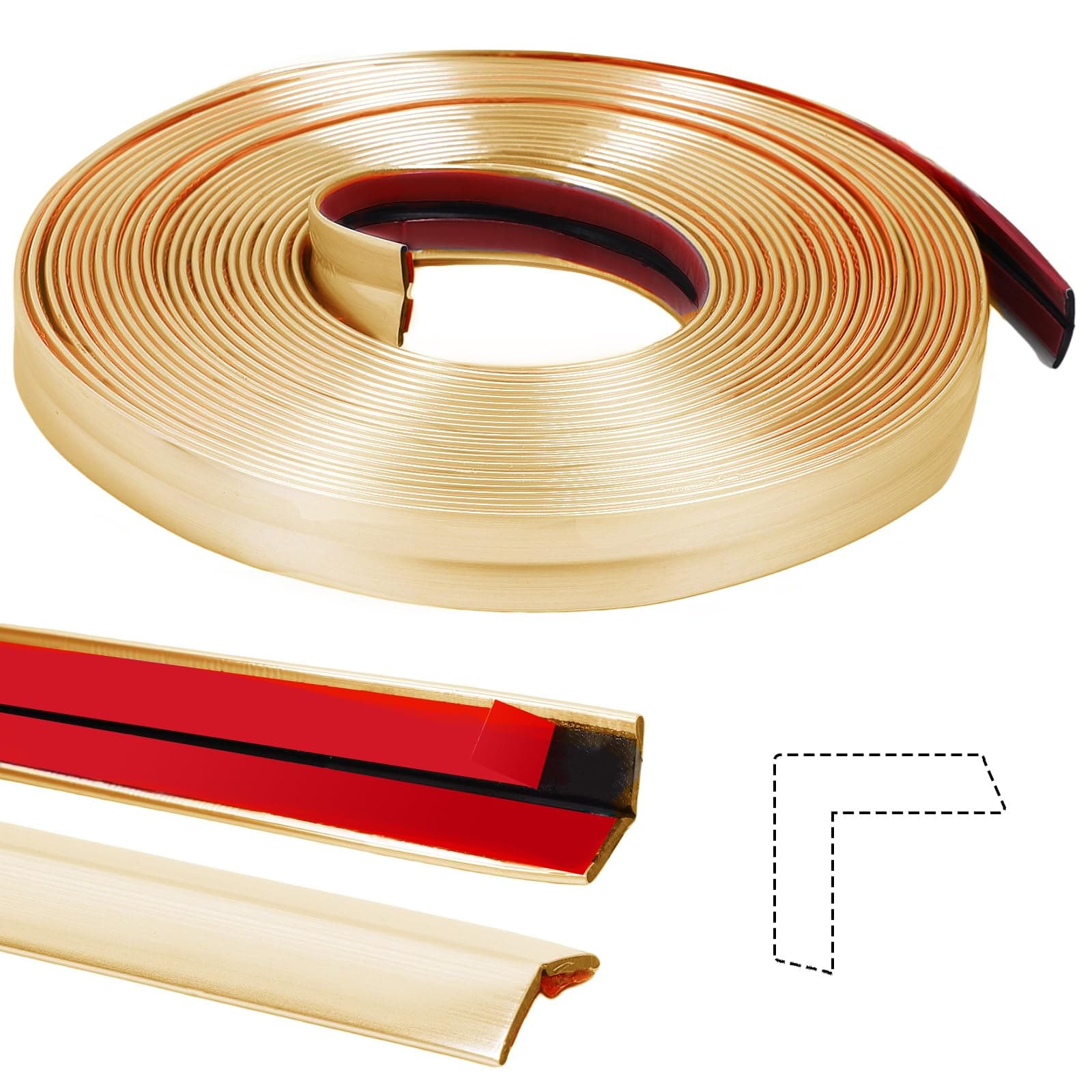 Peel & Stick Wall Trim Molding, 33ft1.56in Self-Adhesive Corner Guard & Edge Protector - Gold