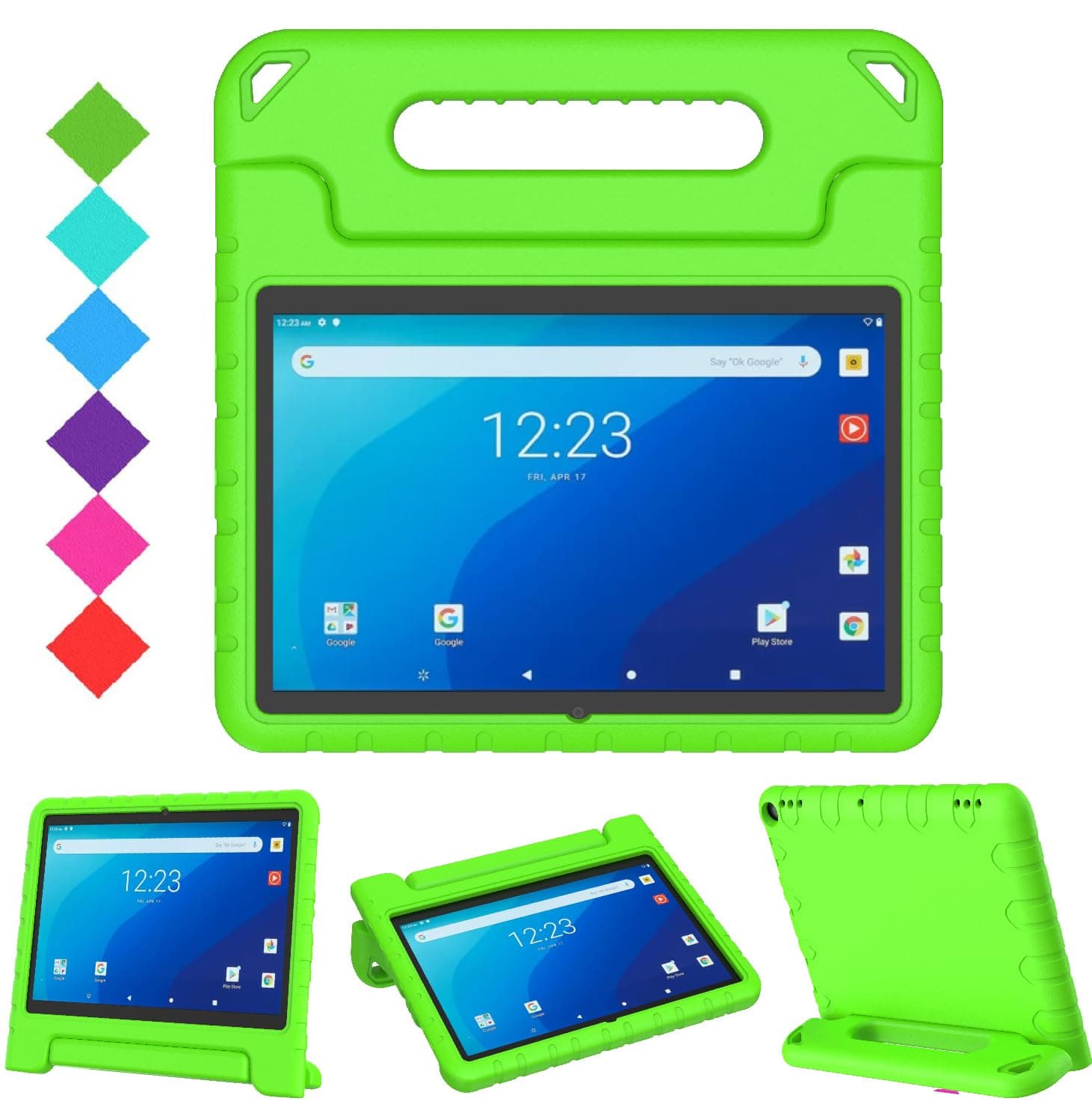 BMOUO Kids Case for Onn 10.1 Pro Tablet 2020, Shockproof Light Weight Convertible Handle Stand, Mint Green
