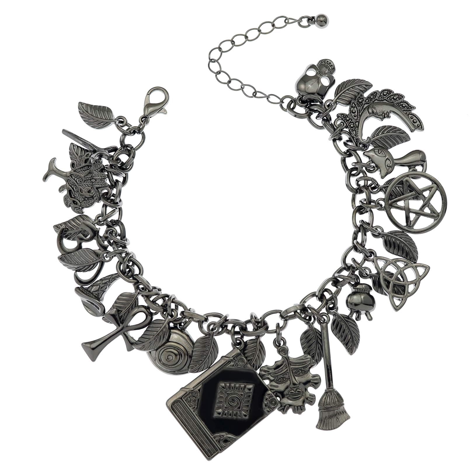 Mythology Fairytale Lucky Charms Cuff Bangle Bracelet Cross Leaf Moon Face Celtic Cat