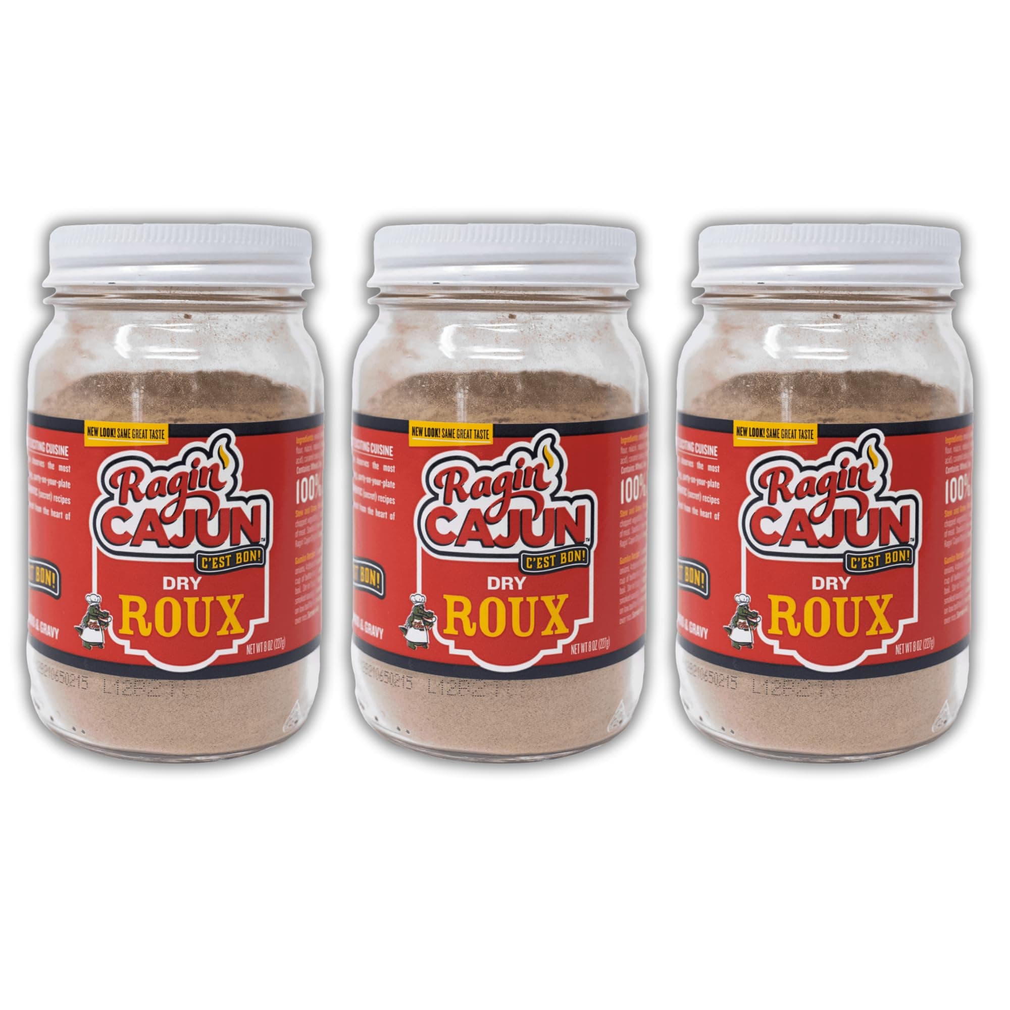Authentic Dry Roux 8 oz Ragin' Cajun (Pack of 3) - Essential Ingredient for Gumbo and Flavorful Creations - Fat Free - Perfect for Home Cooks - Elevate Your Roux with Ragin Cajun Dry Roux