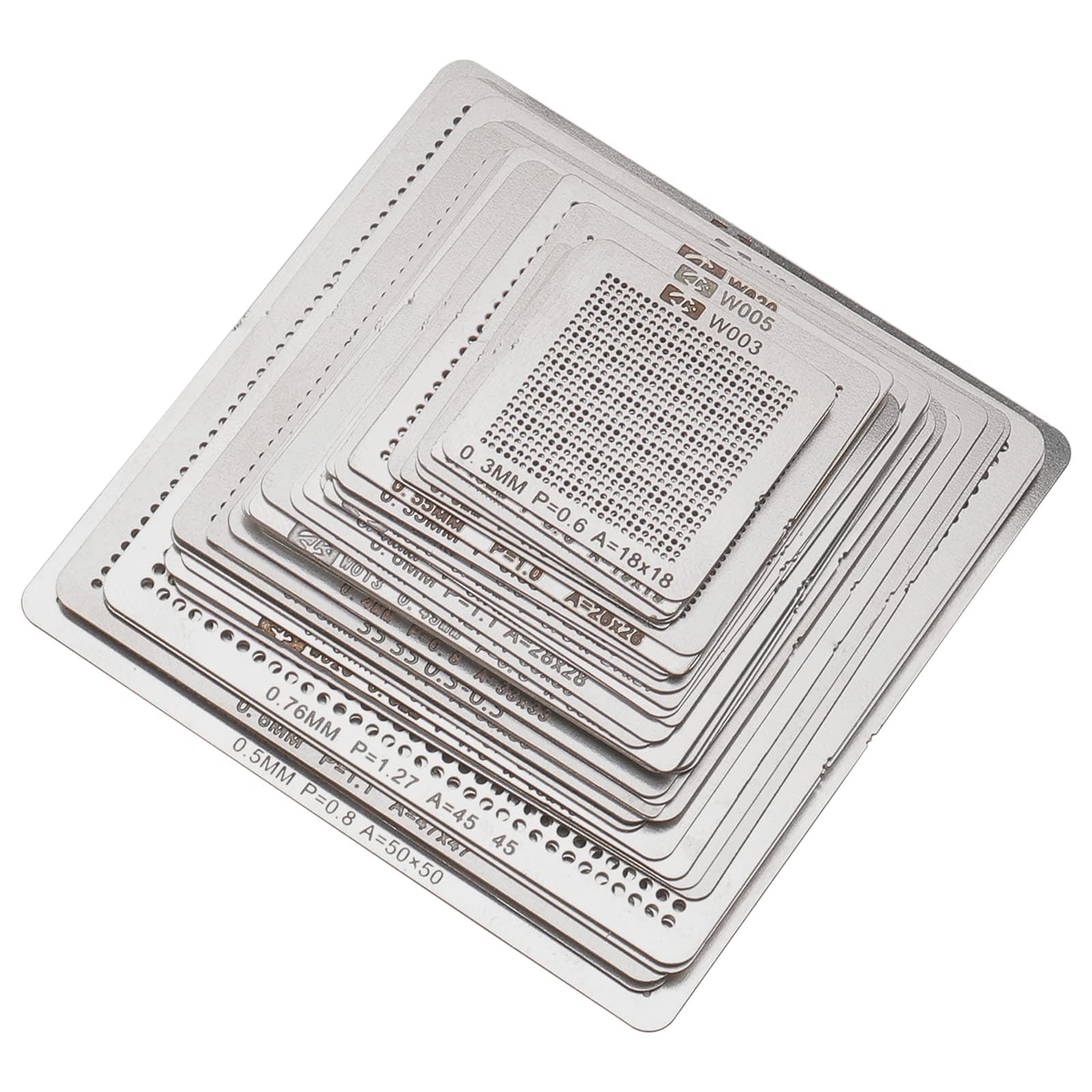 Ellbest 36pcs BGA Reballing Stencils Rework Station, Universal Steel Template Mesh Directly Heat Set Kit for Laptop CPU Repair Tools