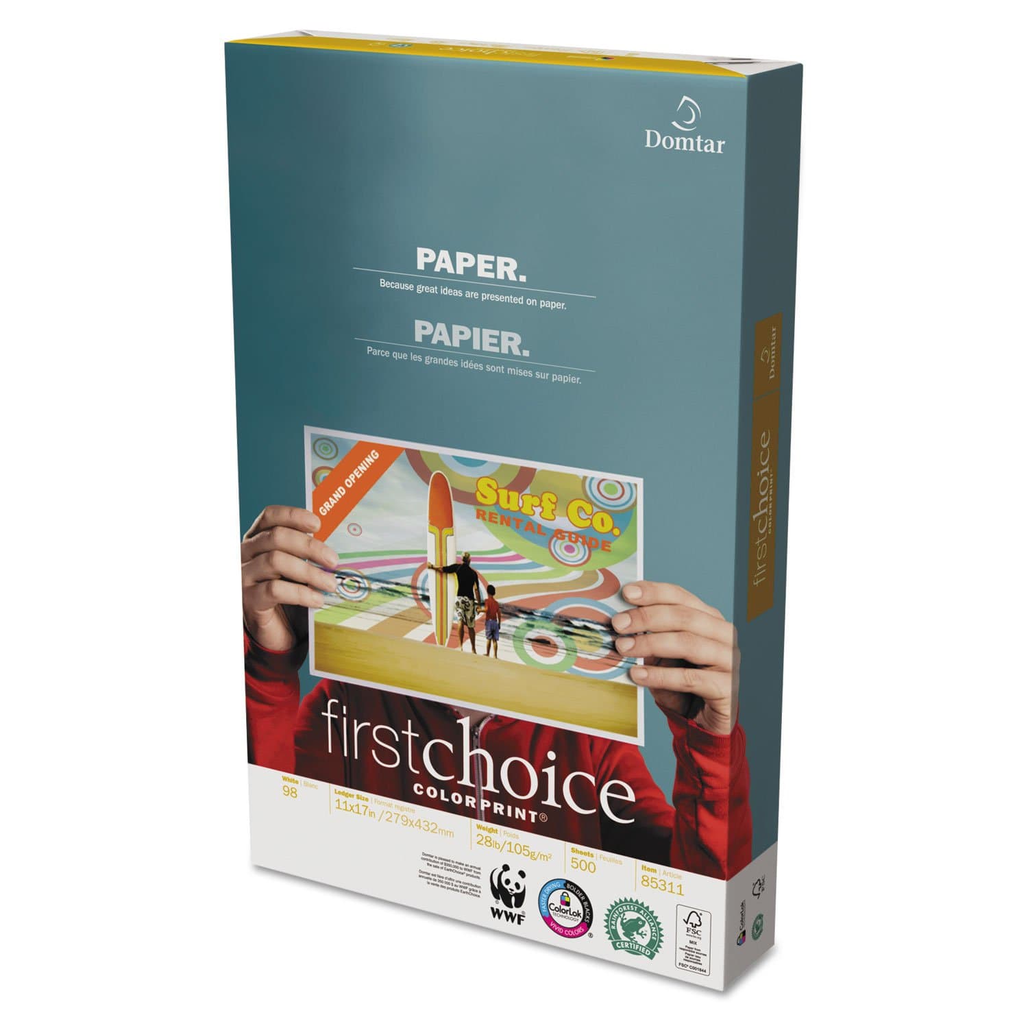 Weyerhaeuser Company First Choice Copy/Laser/Inkjet Paper, 98 Brightness, 28 lb, 11 x 17 Inches, 500 Sheets per Ream (85311)
