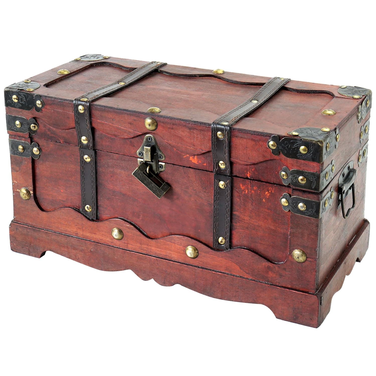 6400-140 Wooden Treasure Chest with Lock | 40 x 19 x 22 cm | Large | France