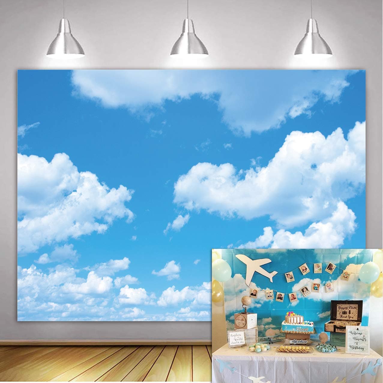 GYA 7x5ft Blue Sky White Clouds Photo Background Sunshine Sky Clouds Theme Photography Backdrop Adventure Travel Booth Wedding Party Decor Studio Props
