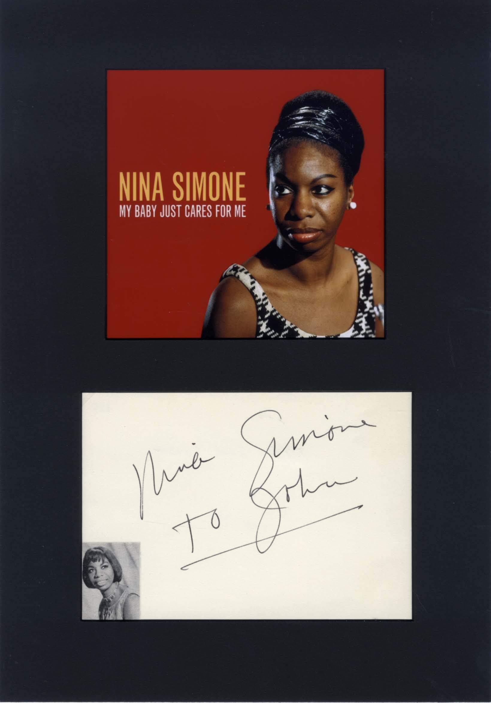 SINGER Nina Simone autograph, signed card mounted