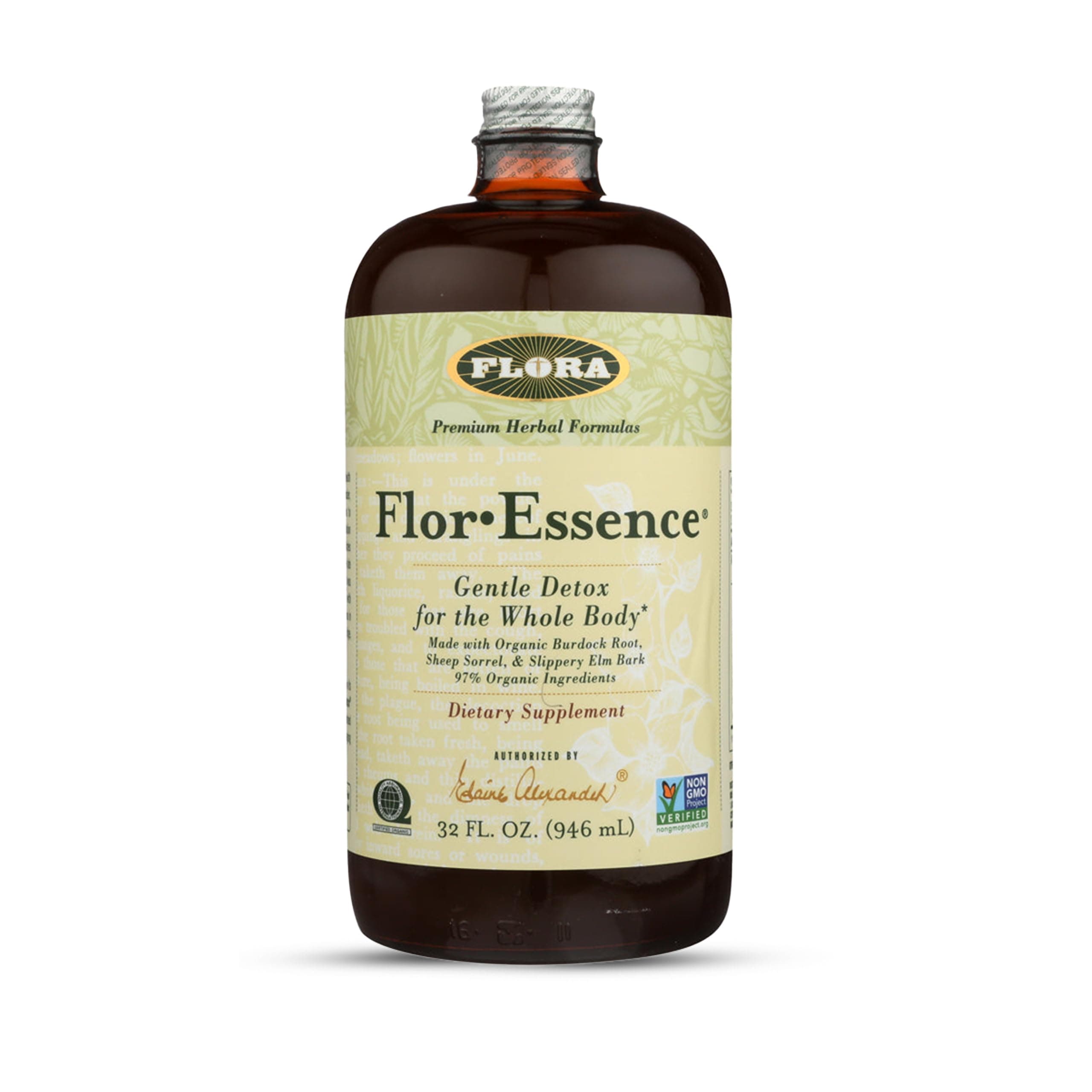 - Flor Essence Liquid Tea Blend 32oz LARGE - Gentle Detox Cleanse with Burdock Root, Slippery Elm, Kelp, Thistle - Premium Organic Ingredients