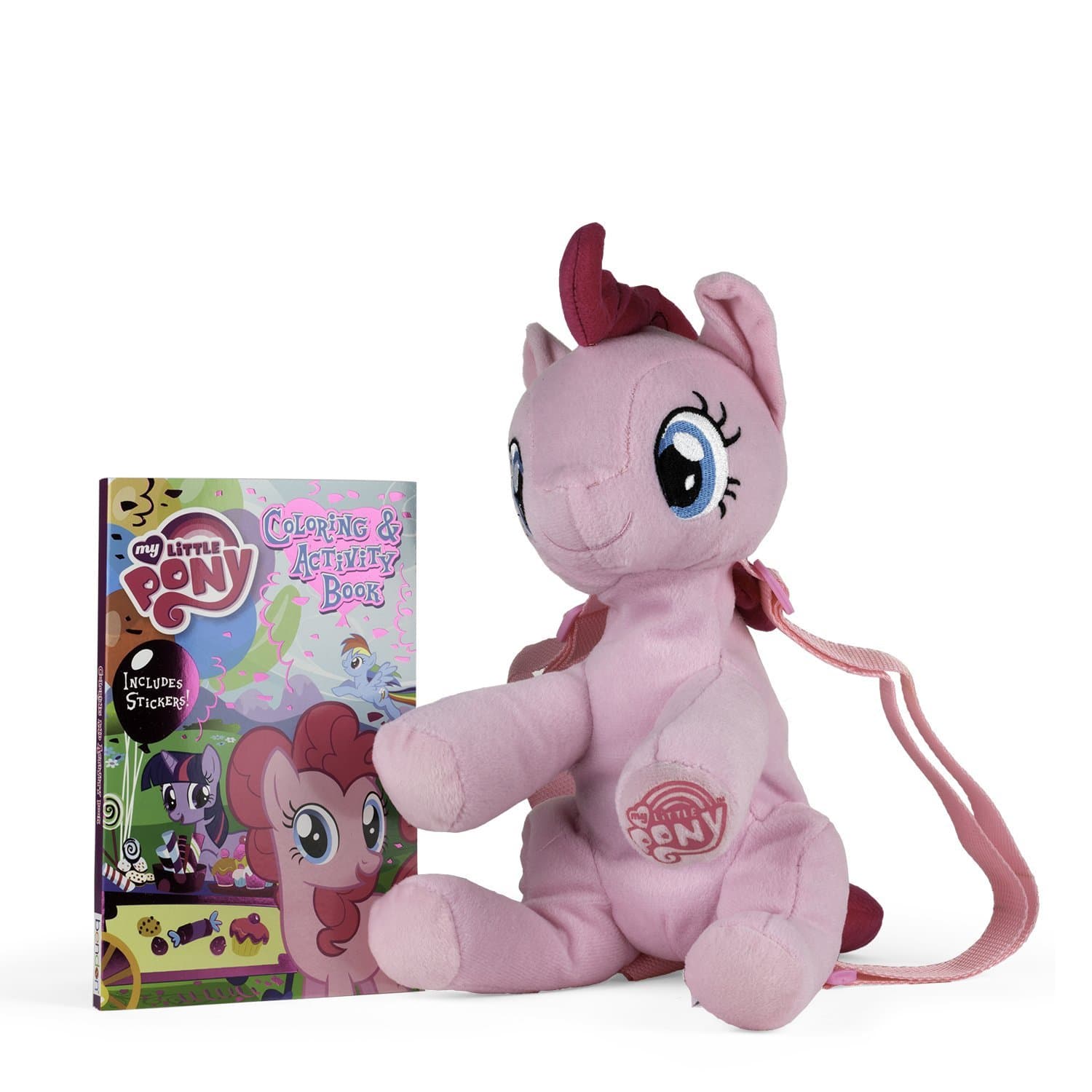 My Little Pony Plush Backpack Gift Set "PINKIE PIE" with Coloring Book, Activity and Stickers by Mad Fun Toys