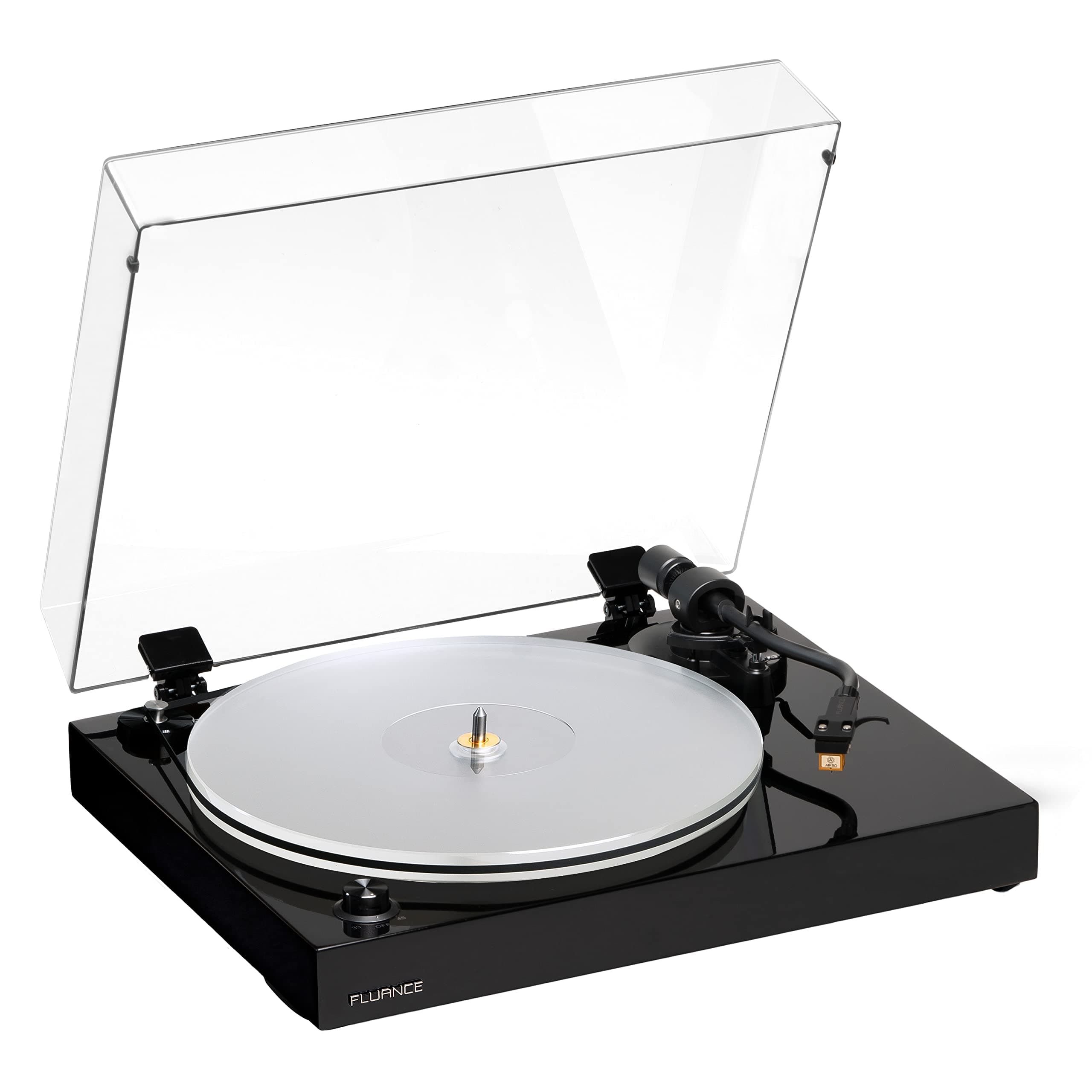 Fluance RT85N Turntable with Nagaoka MP-110 Cartridge, Acrylic Platter, Speed Control, and Vibration Isolation - Piano Black