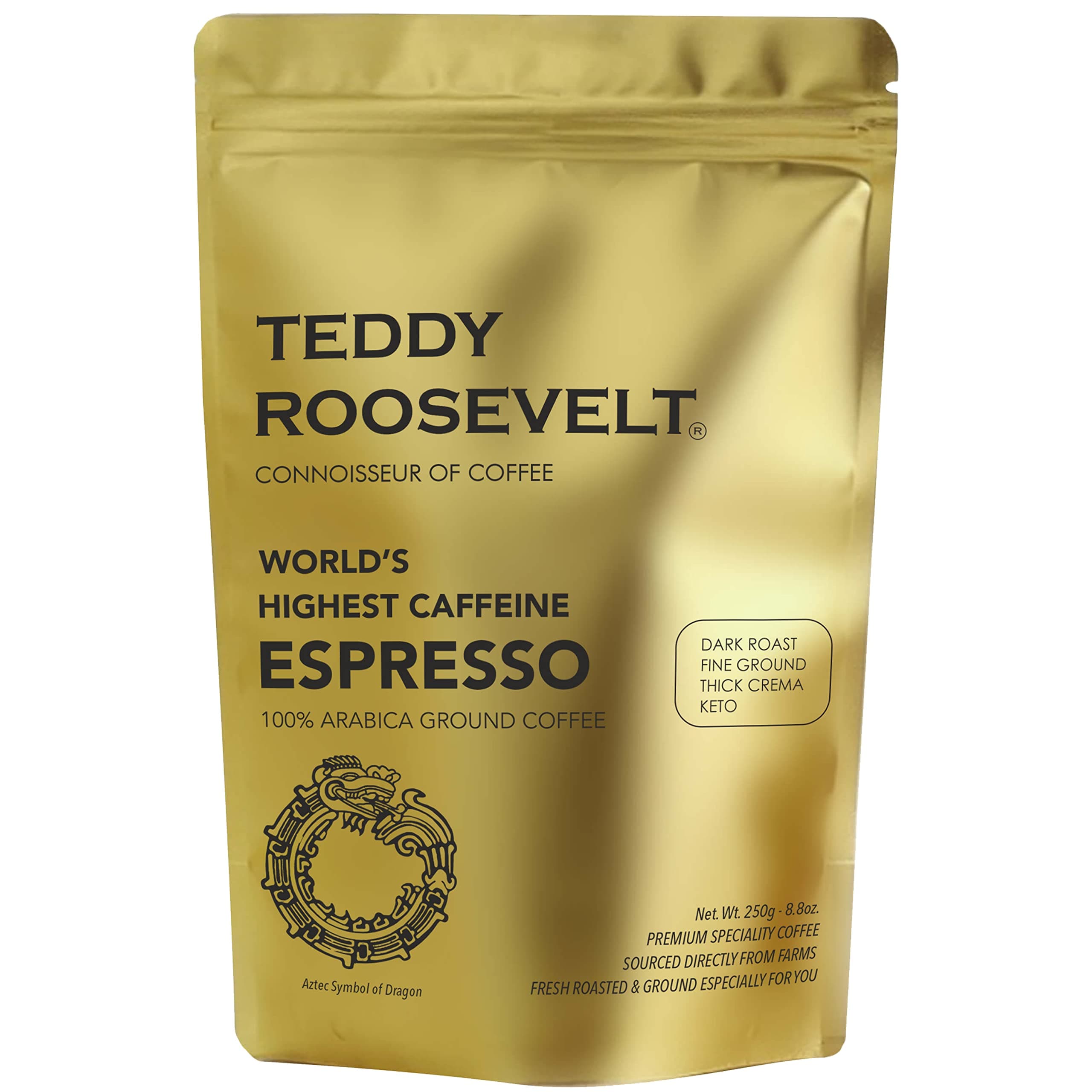 Teddy Roosevelt High Caffeine Espresso Coffee Powder Packet,250 Gram
