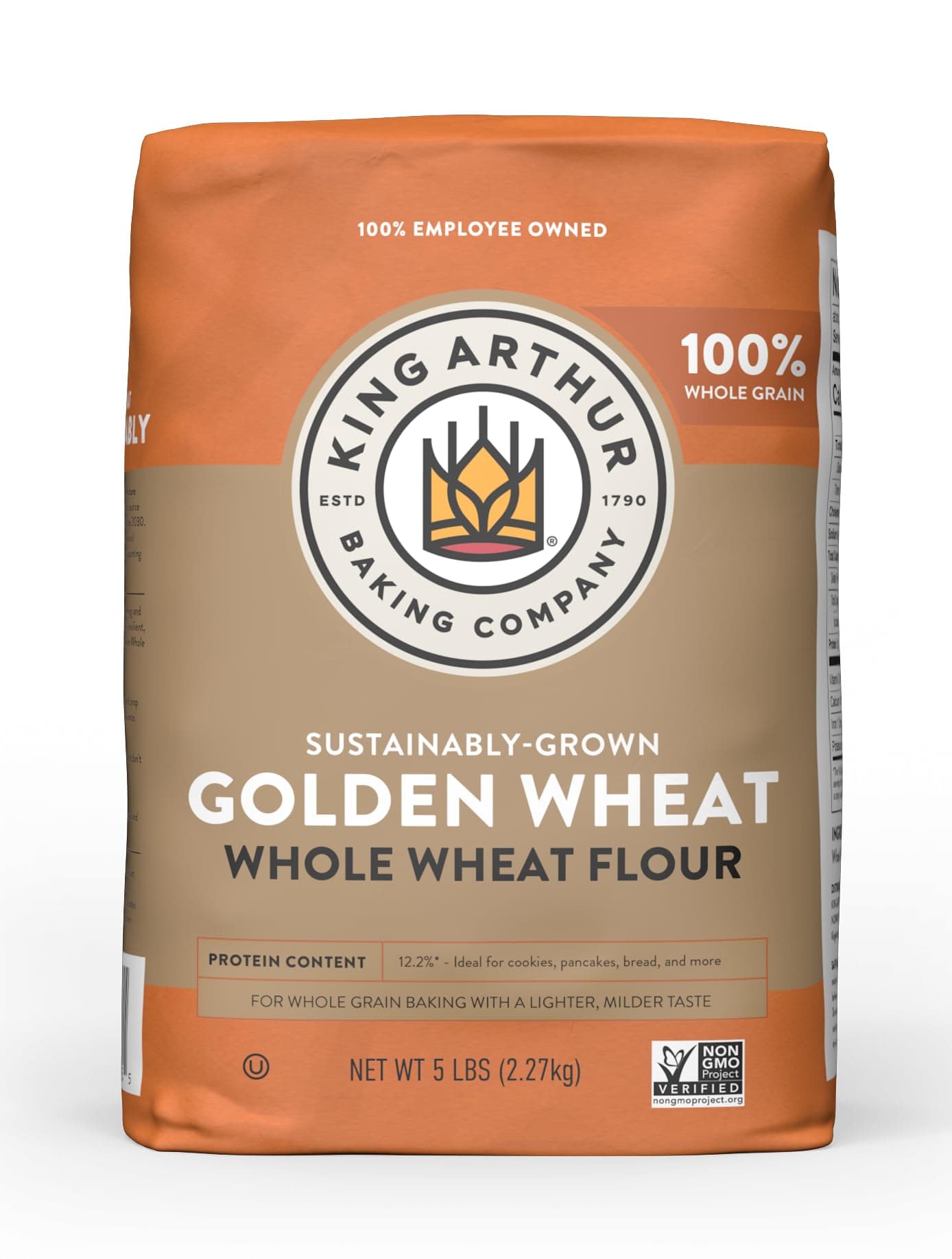 King Arthur, White Whole Wheat Flour, 100% Whole Grain, Non-GMO Project Verified, Certified Kosher, 5 Pounds