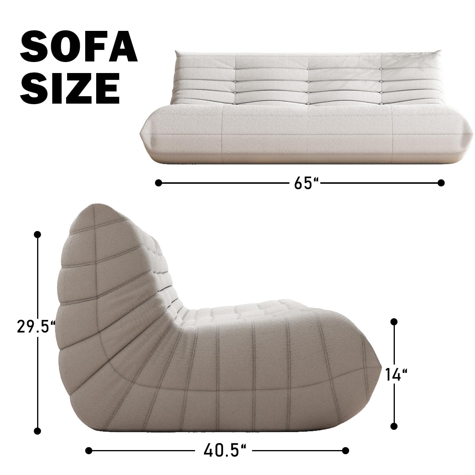 Big Bean Bag Chairs for Adults, 3 Seater Large Bean Bag Chair Sofa, Fireside Chair Lazy Sofa Chair with High Density Comfortable Foam, Modern Bean Bag for Living Room, Bedroom, Office (Beige)