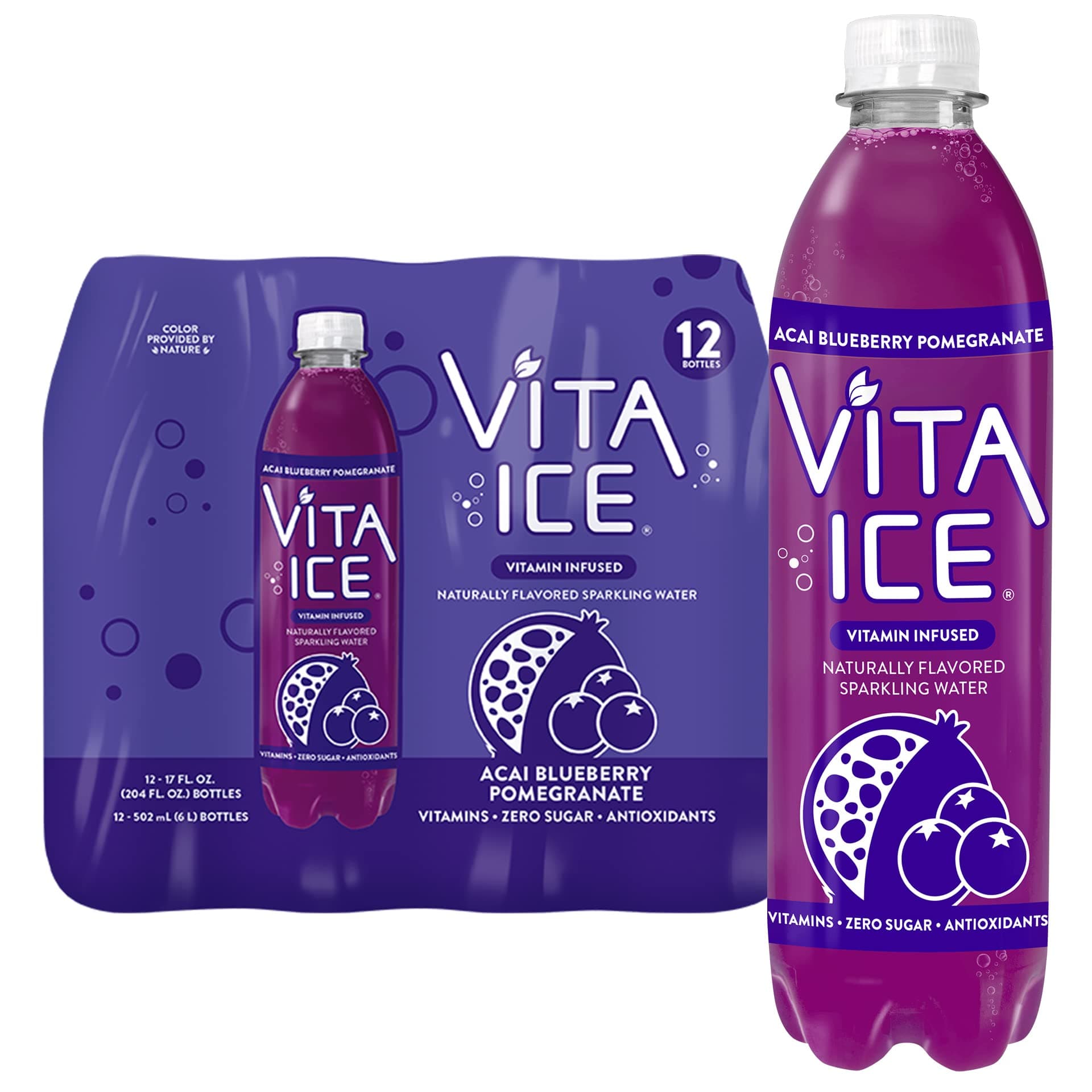 Vita Ice Acai Blueberry Pomegranate, 12 Pack, 17 oz. Bottles