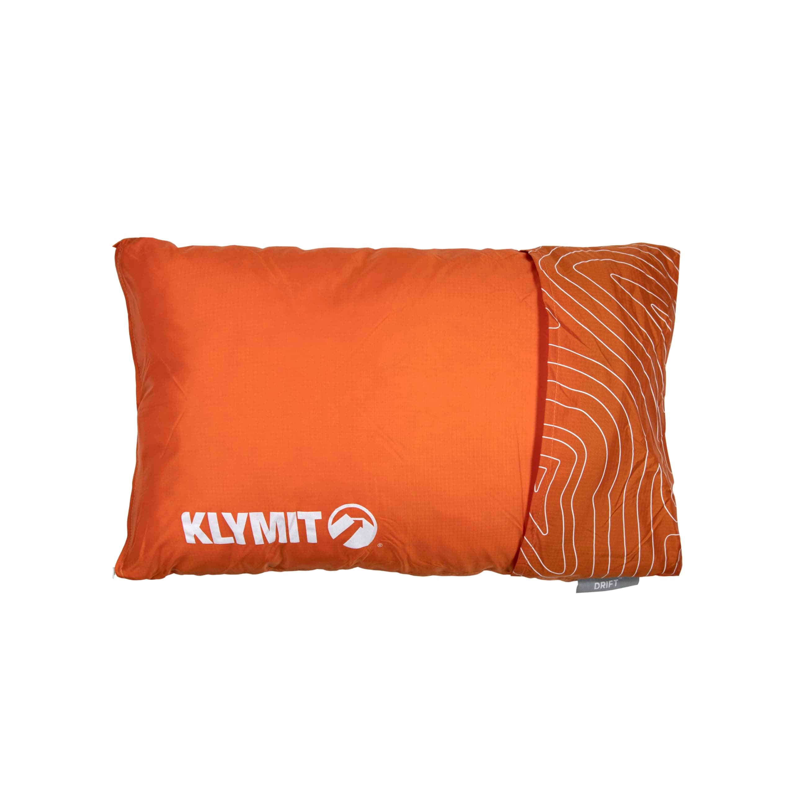 KlymitDrift Camping Pillow, Shredded Memory Foam Travel Pillow with Reversible Cover for Outdoor Use, Orange, Large