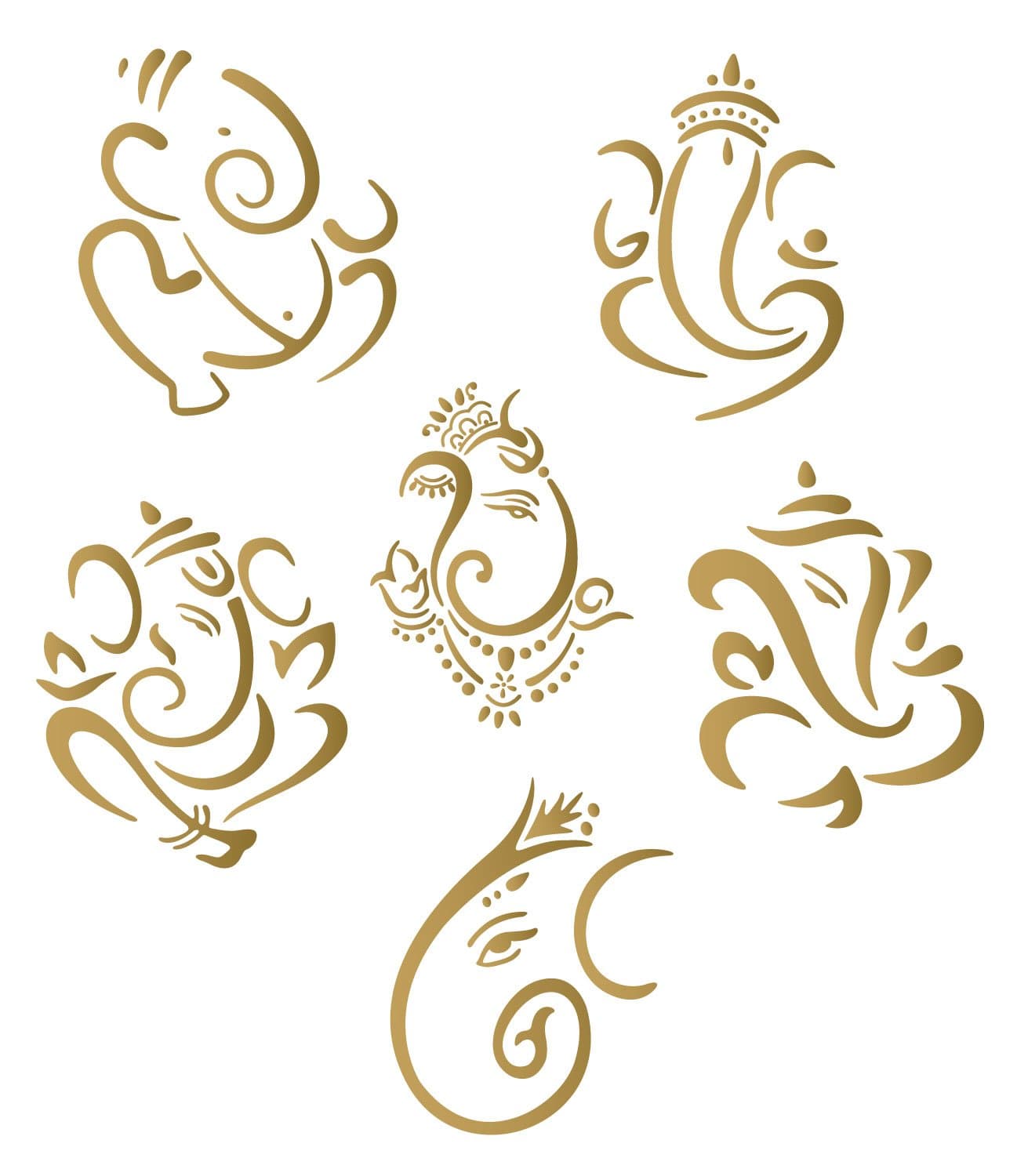 WallDesign Vinyl Ganesha Door Car Bike Sticker, 3 x 0.1 x 3 Inches, Gold