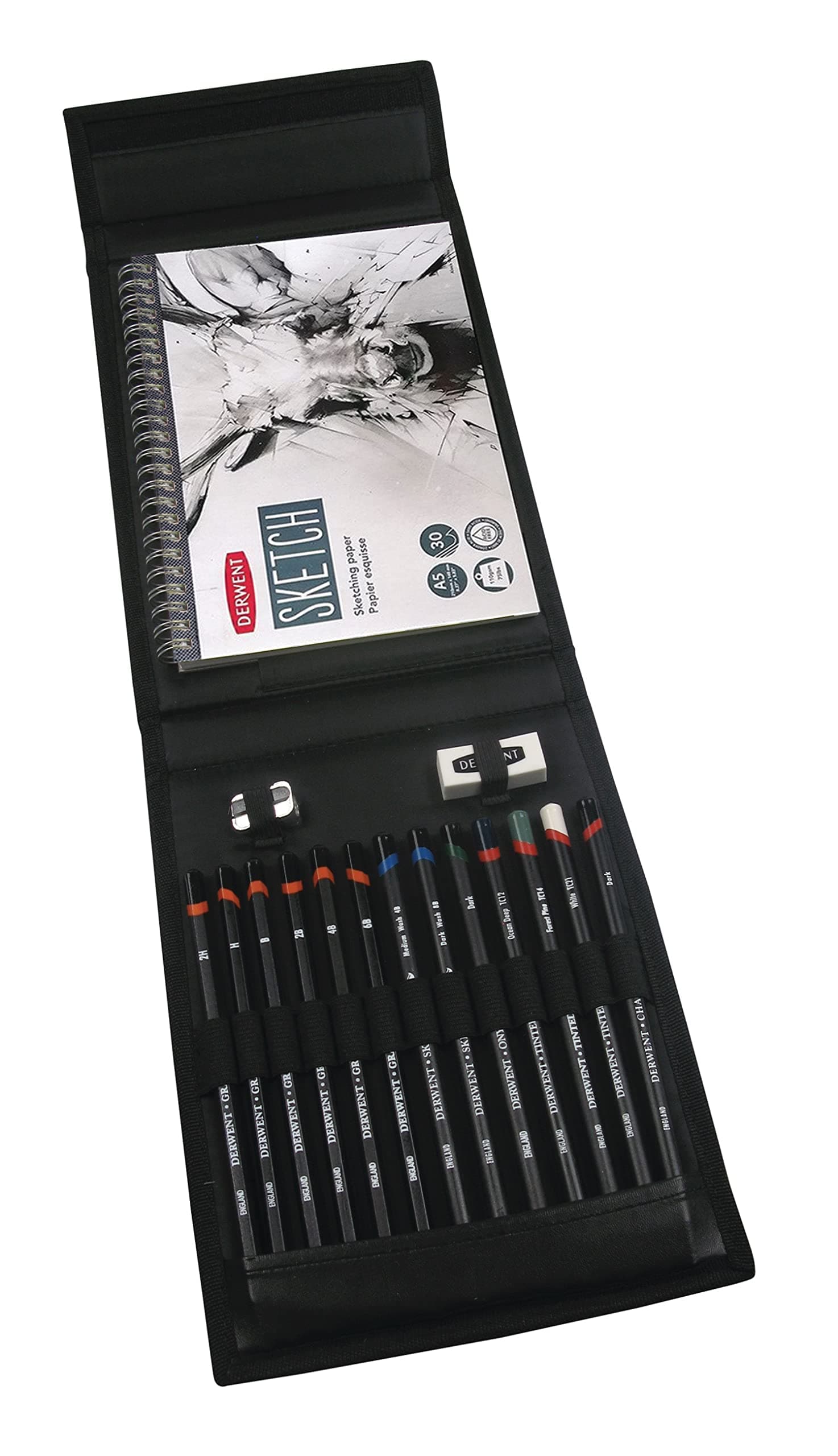 Derwent Sketching Set with Mixed Media Sketching Pencils, Sketching Wallet, Sketch Book & Accessories, Professional Quality - 2300218