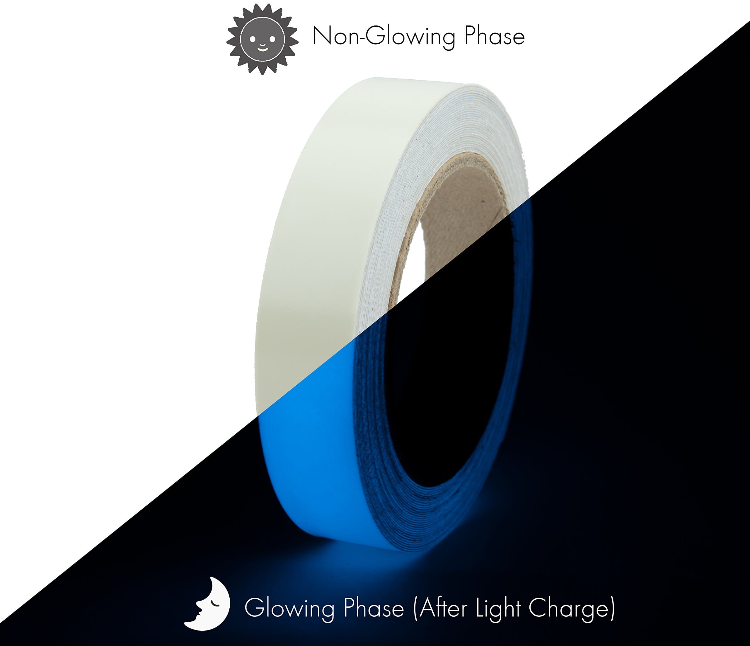 Glow in the Dark Photoluminescent Tape 10 Yard (Green & Blue) (1 in. X 10 yard (blue))