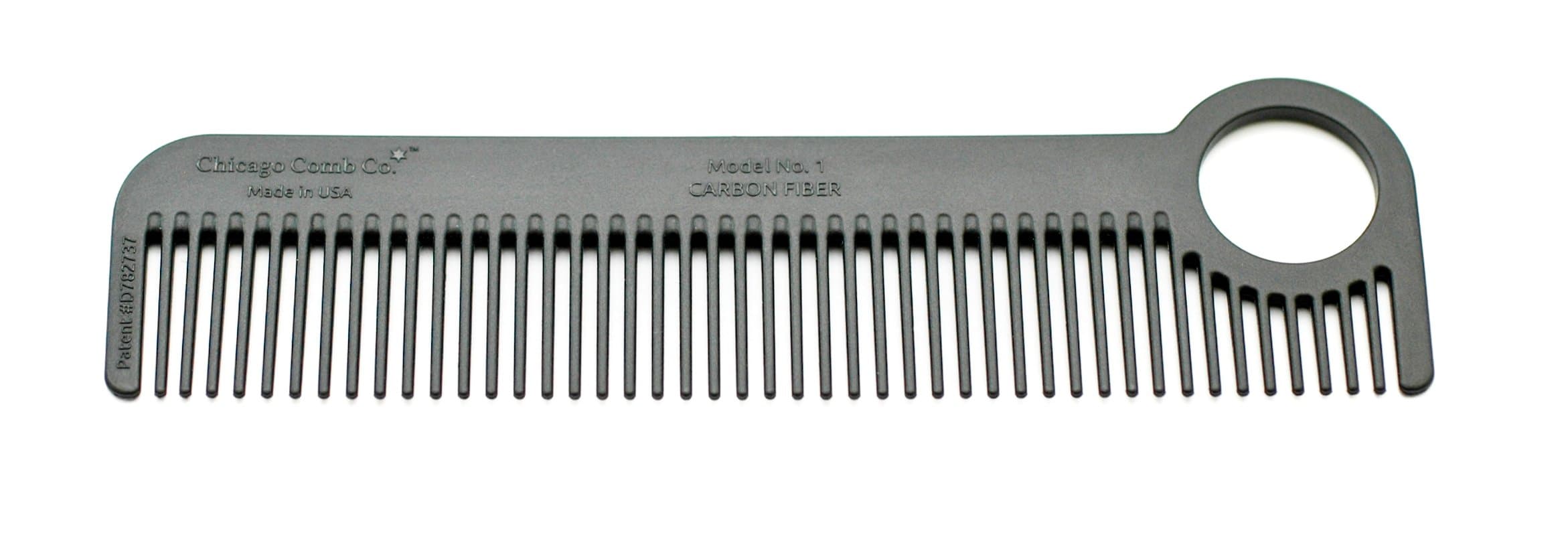 Chicago Comb Model 1 Carbon Fiber, Pocket and Travel Comb, Anti-Static, 14 centimeters, Made in USA