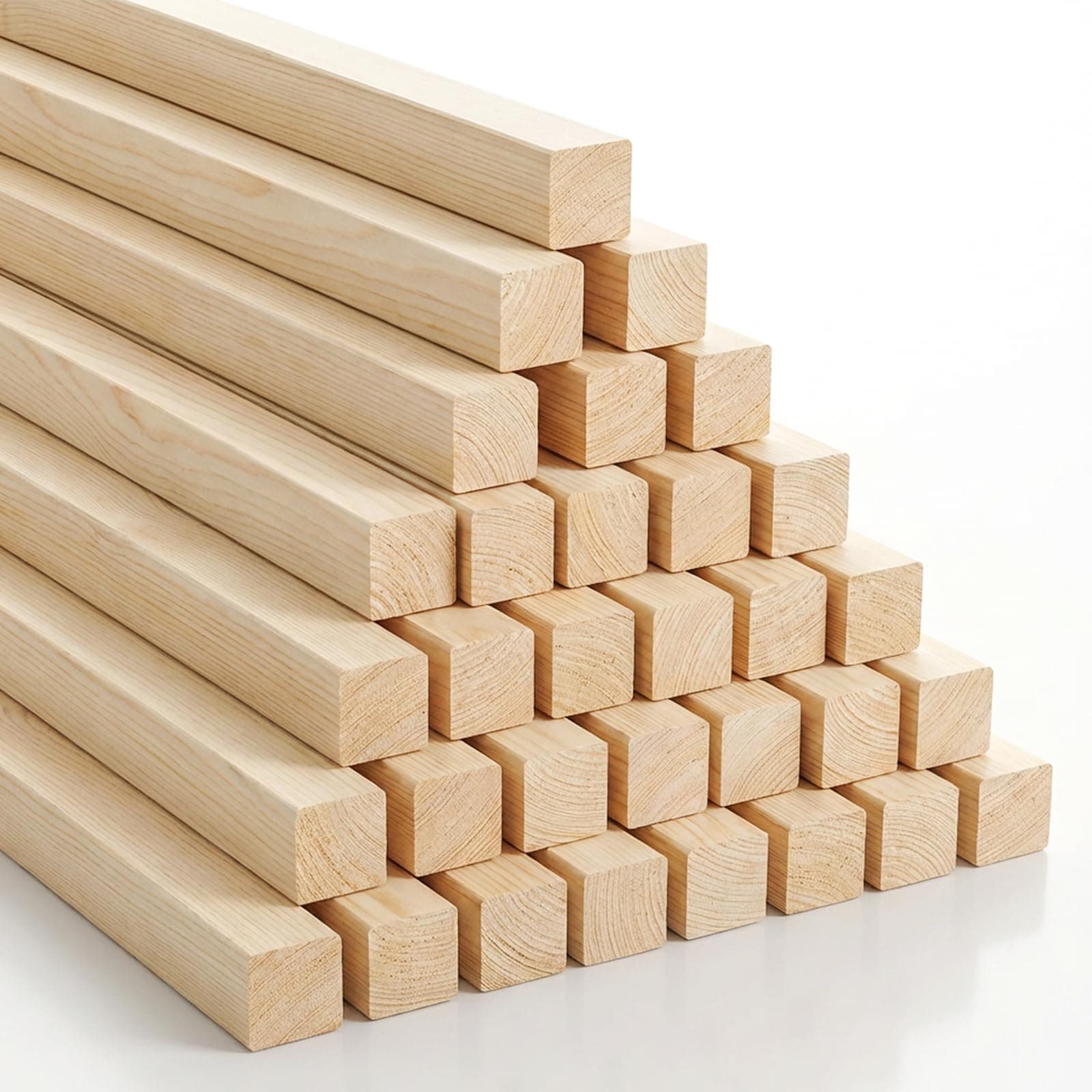 Elsjoy 50 Pack 1/2 x 12 Inch Square Wooden Dowel Rods, Unfinished Pine Wood Sticks for Woodcraft, DIY Project