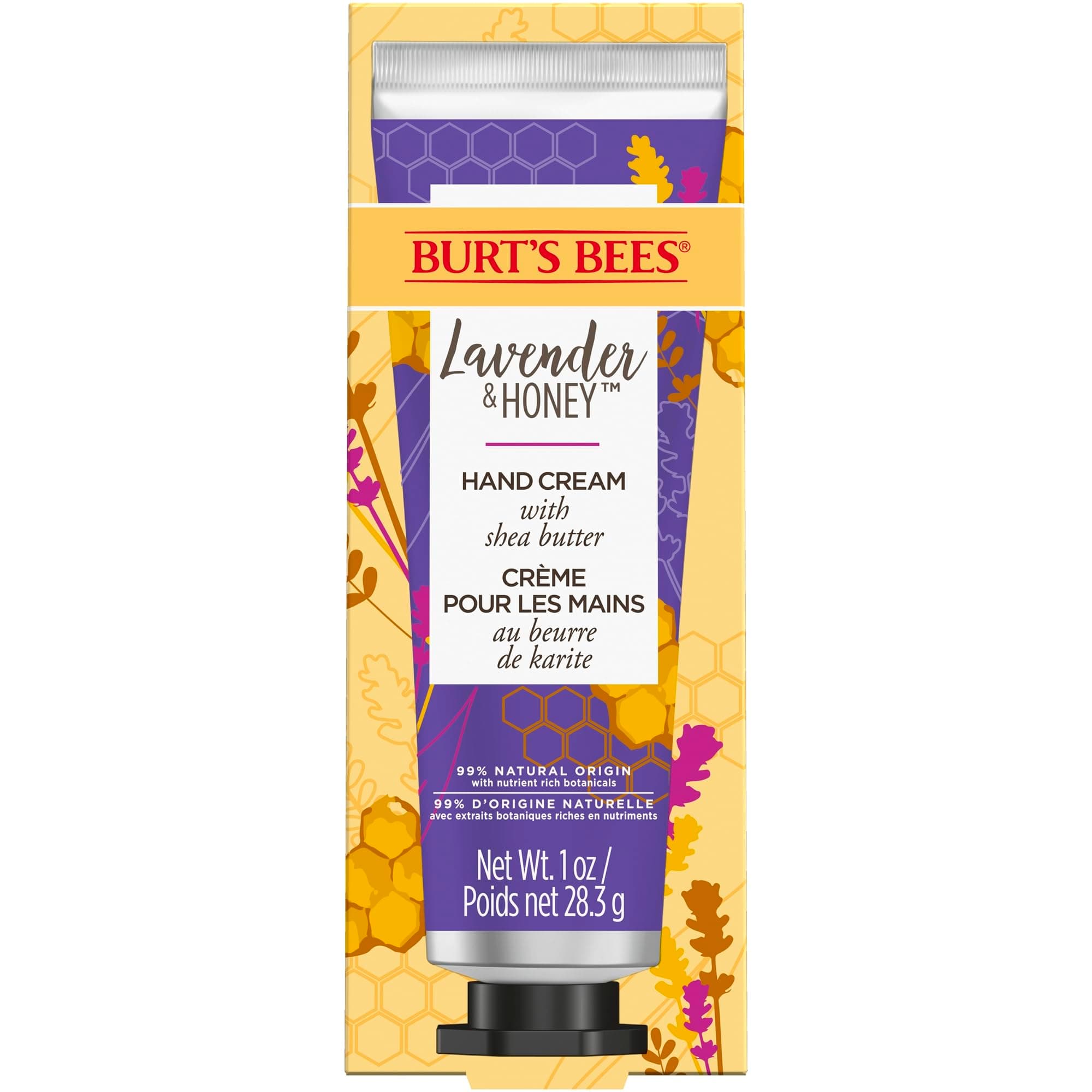 Burt’s Bees Hand Cream for Very Dry Hands, Lavender & Honey, Hand Moisturiser With Shea Butter, 28.3g, Packaging May Vary