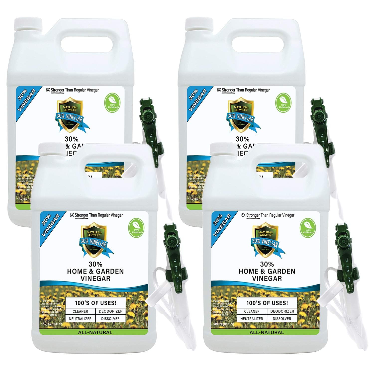Natural Armor 30% Vinegar Pure Natural Industrial Strength Cleaning Agent Concentrate with Literally Hundreds of Other Uses 4X Stronger Than Regular Vinegar (Case of 4 Gallons)