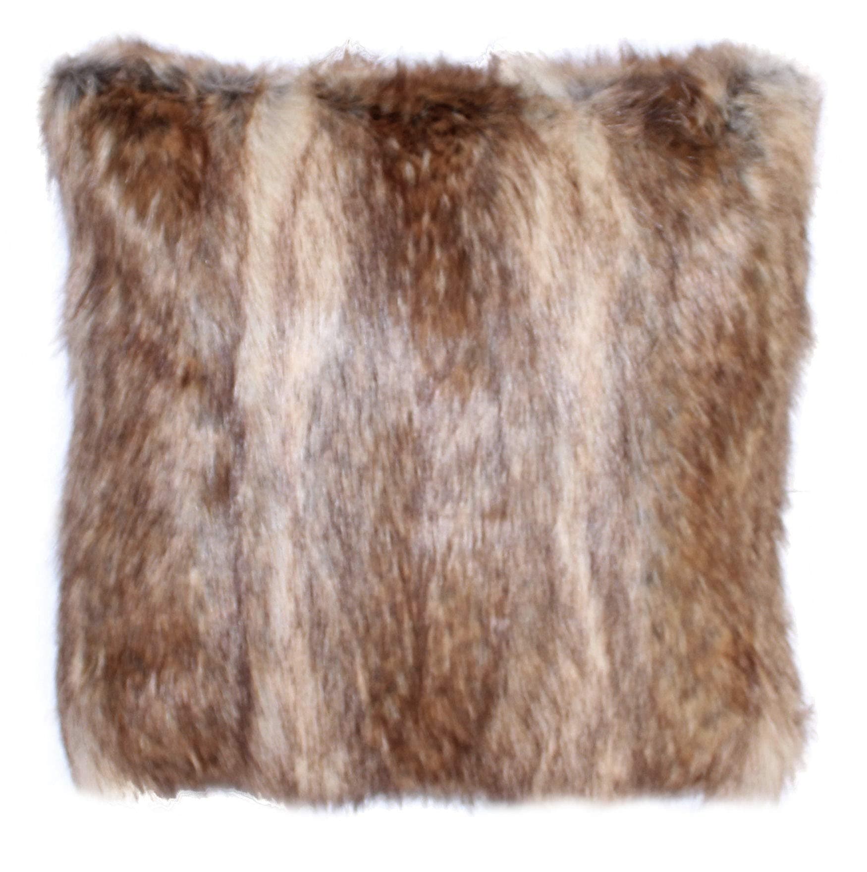 Faux Fur Pillow Cover Canadian Fox Honey 18 X 18 in - Set of 2