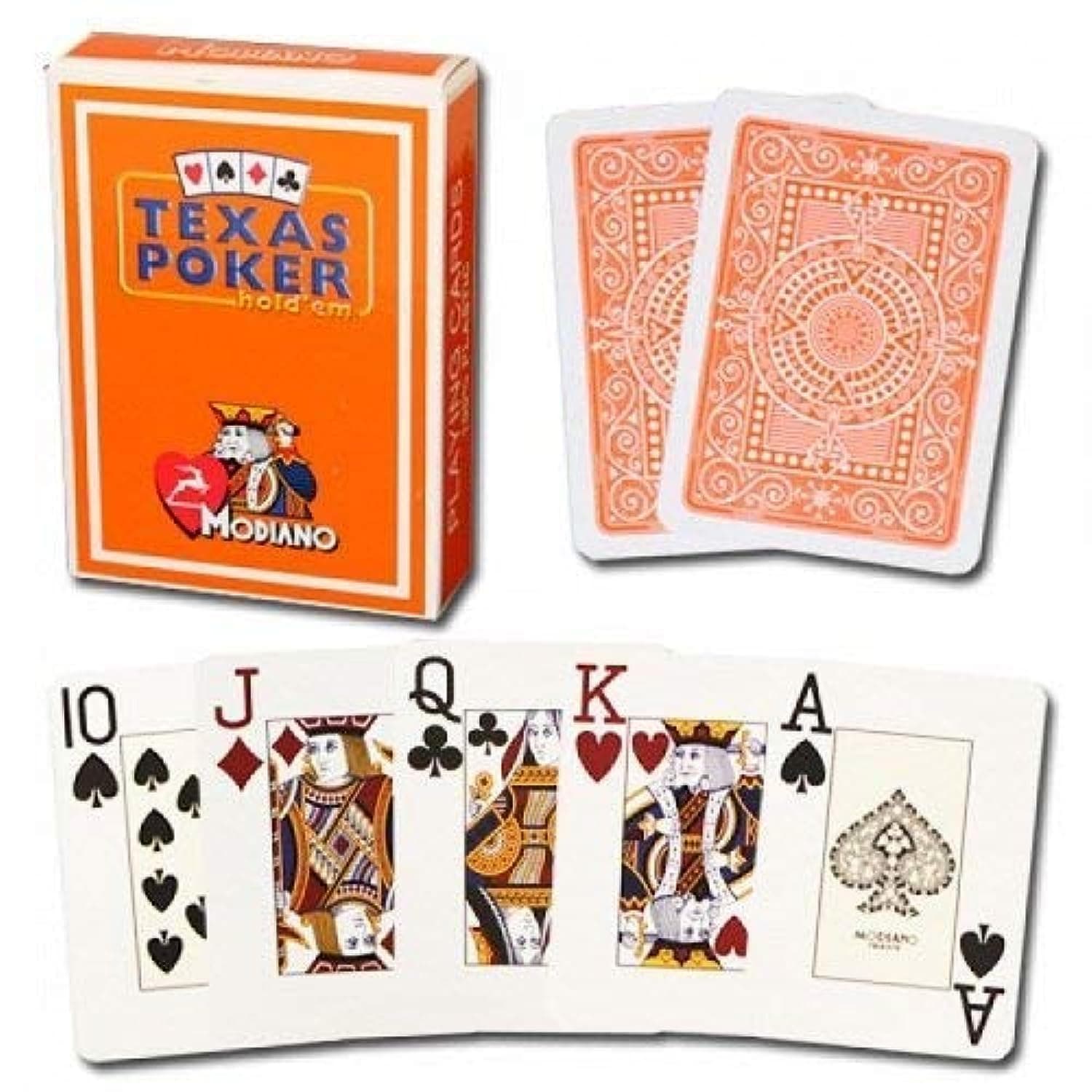 Modiano Plastic Poker Playing Cards – Orange Jumbo Index Deck, 100% Waterproof & Durable Casino-Grade Cards for Poker, Rummy, Teen Patti, Blackjack & Family Games (52 Cards)