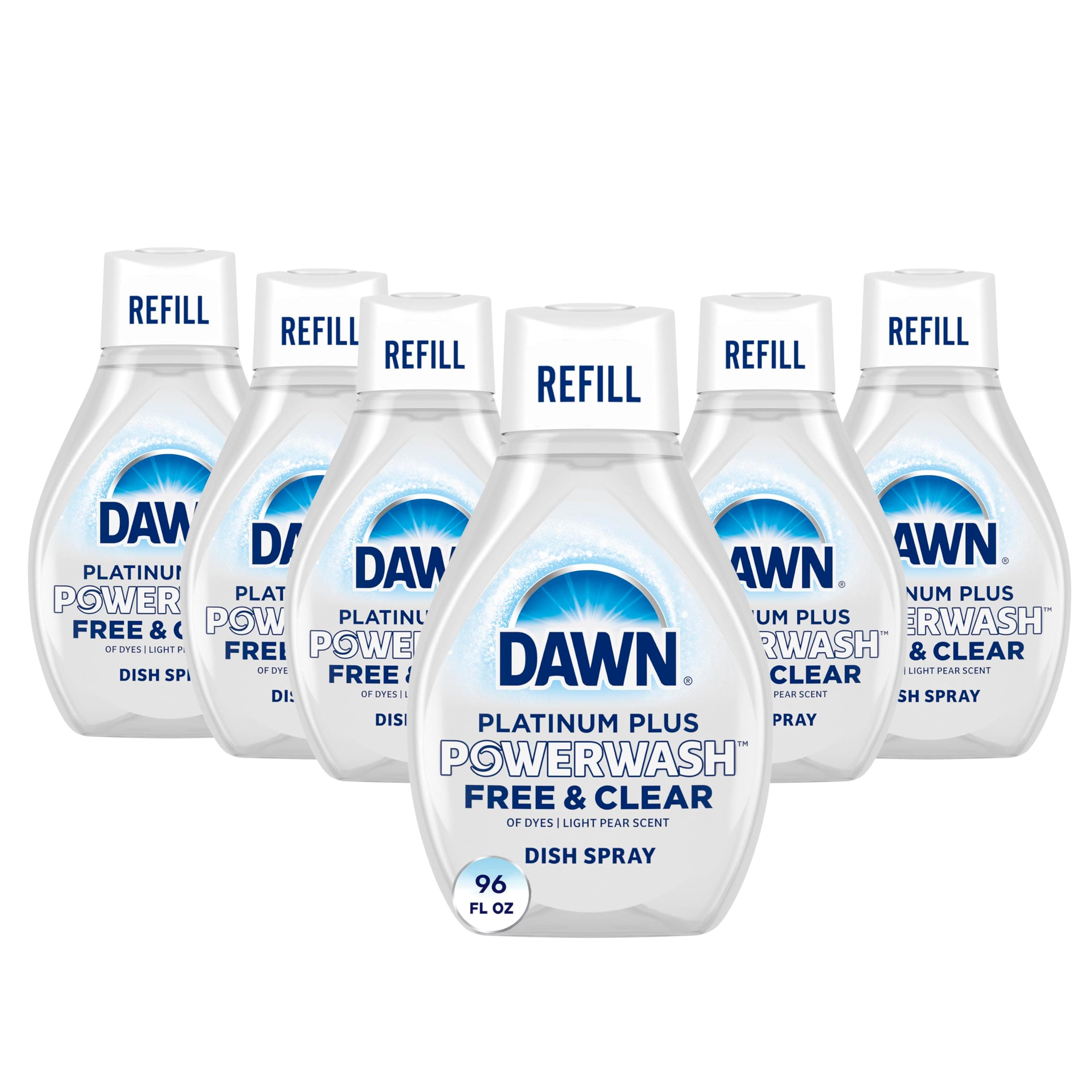 Dawn Free & Clear Powerwash Dish Spray, Dish Soap, Pear Scent Refill, 16 Fl Oz (Pack of 6)