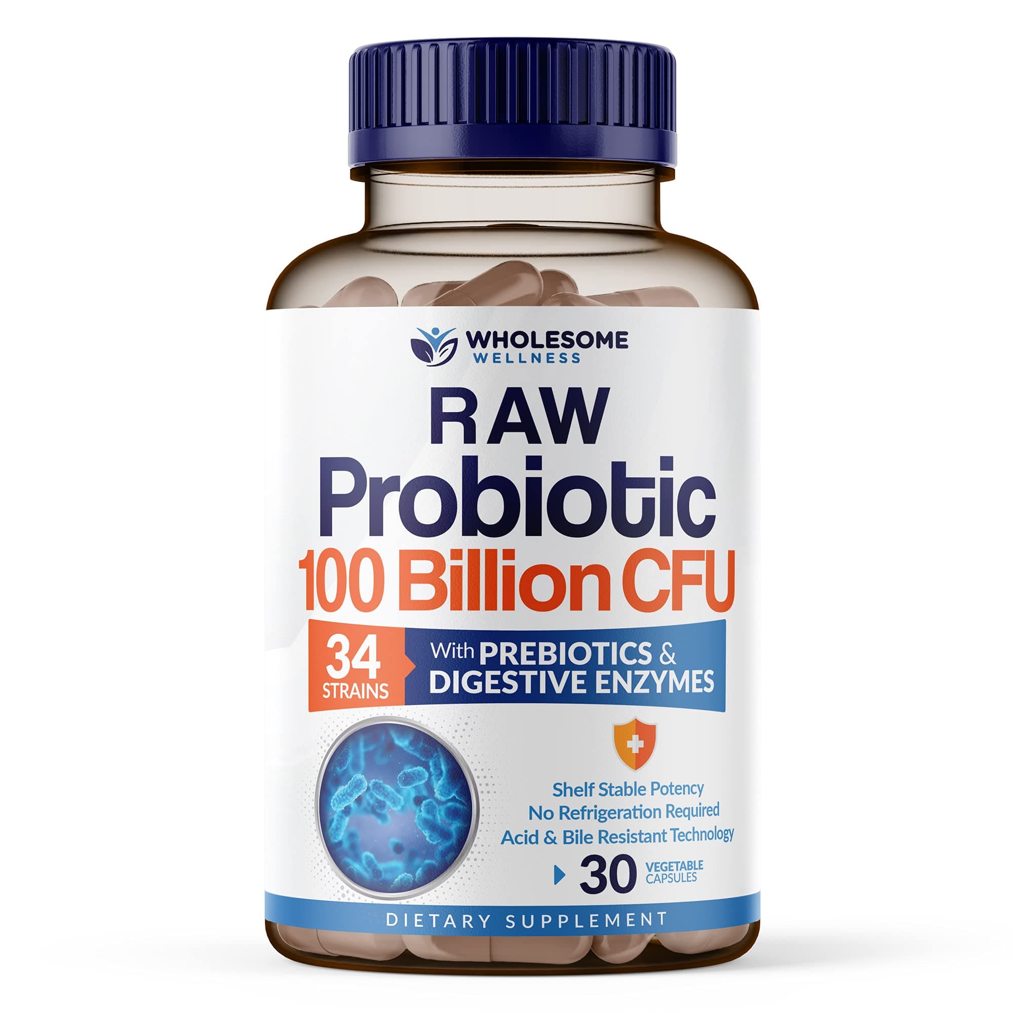 Wholesome Wellness 100 Billion Cfu- Dr. Approved Probiotics for Unisex,30 Capsules