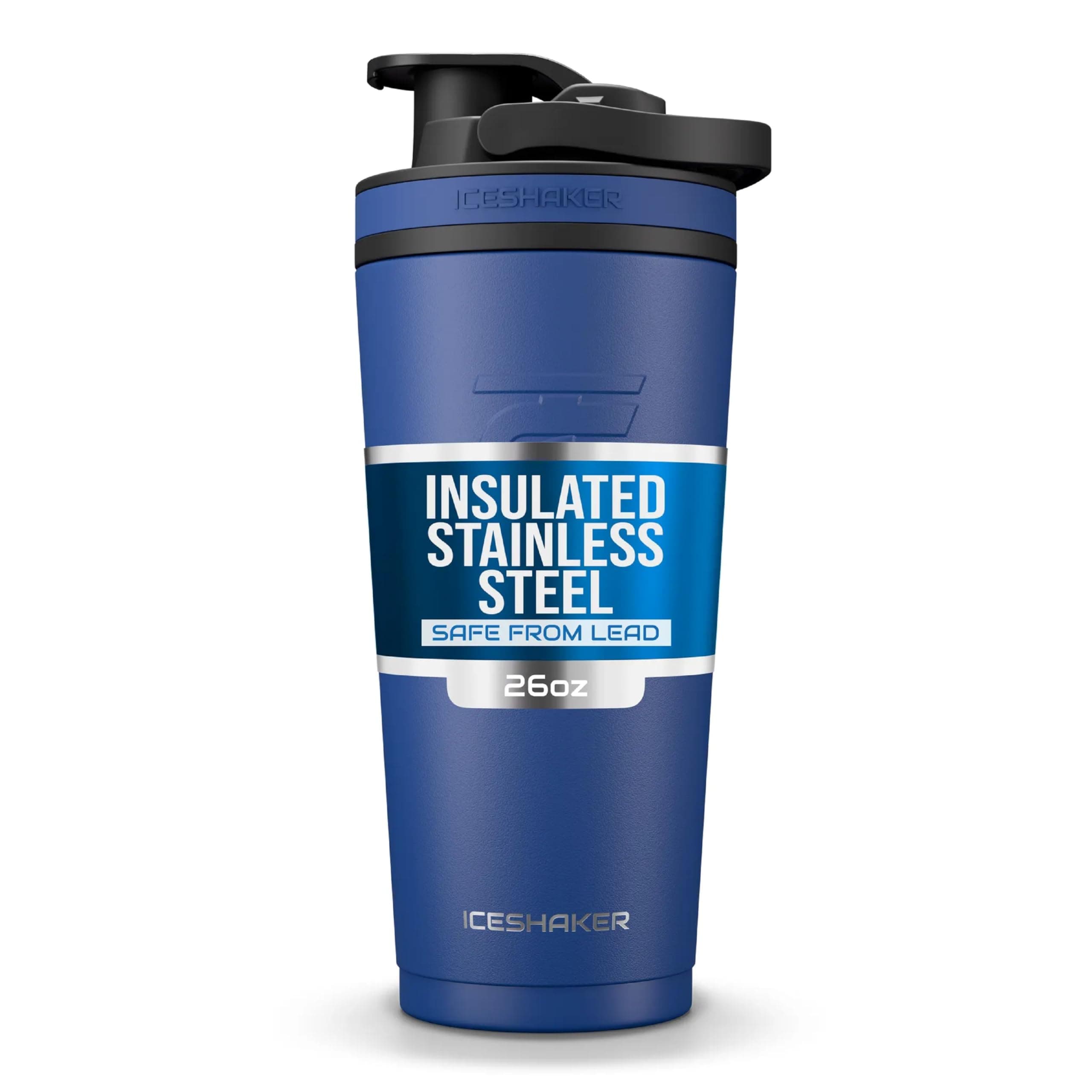 Stainless Steel Insulated Water Bottle Protein Mixing Cup (As seen on Shark Tank) | Gronk Shaker | (Navy 26 oz)