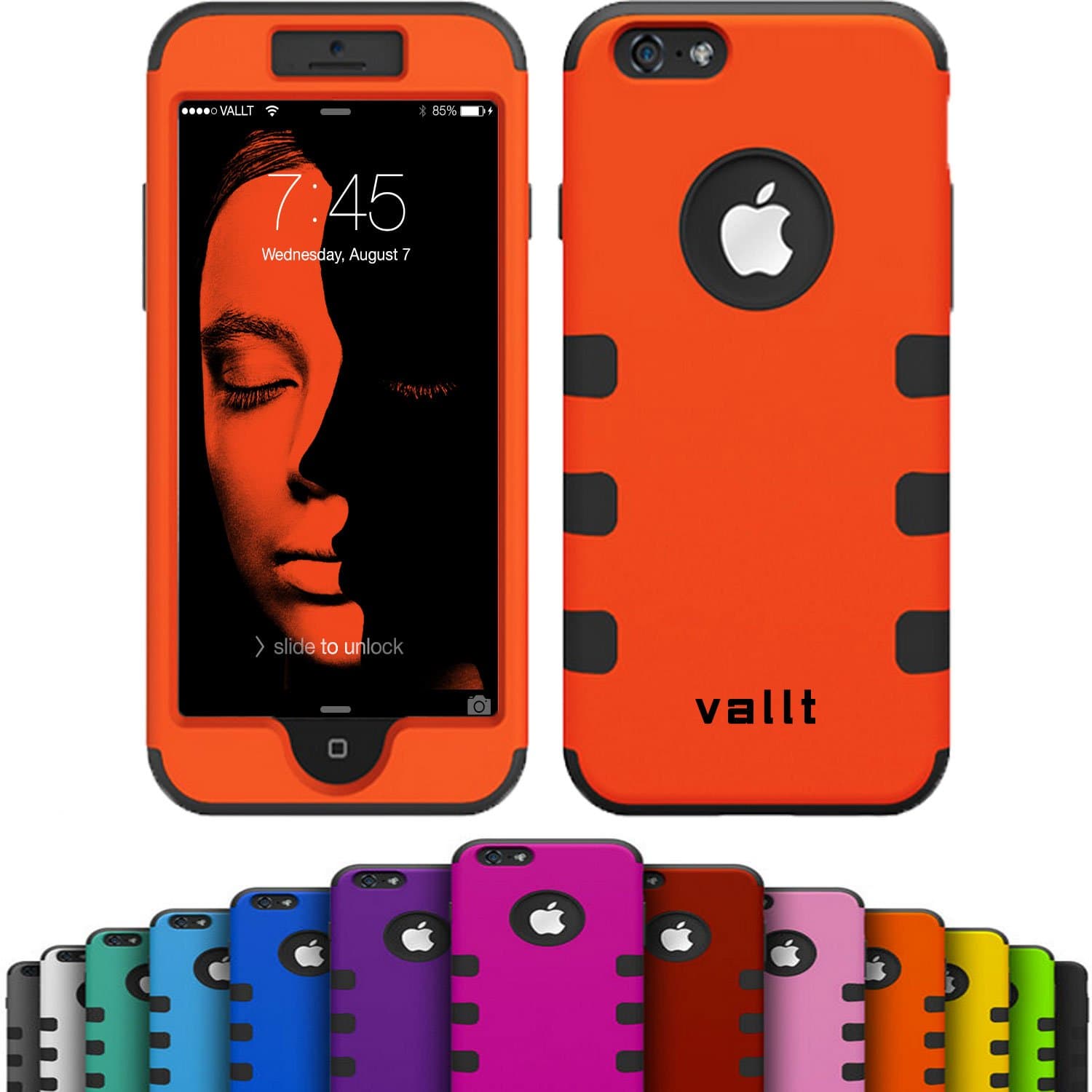iPhone 6 Plus Case, (5.5 Inch) Dual Layer Armor Hard / Soft Heavy Duty Impact Resistant Shock Absorbent Drop Protective Cases By Vallt Cover For Apple I Phone (Orange)