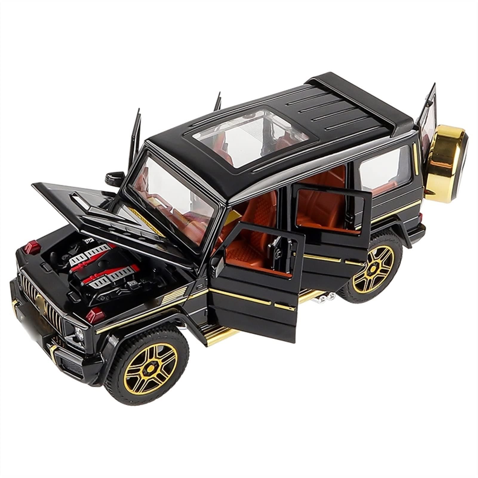 YBSM Diecast Car 1:24 For G63 SUV AMG Toys For Boys Children Gift Alloy Pull Back Model Car Model Toy Sound Light Pull Back Toy Car (Color : Black)