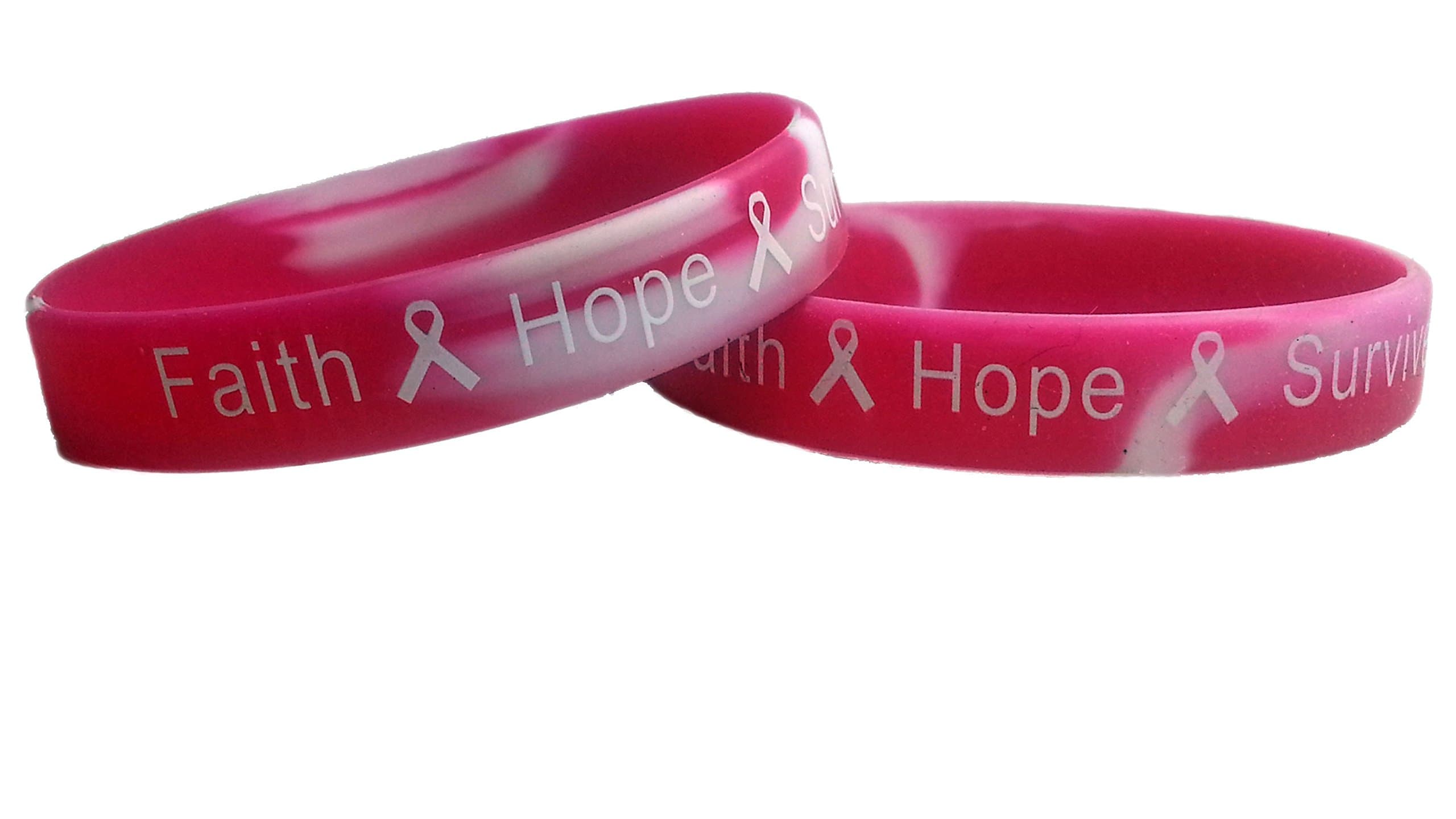 Faith Hope Survive Breast Cancer Awareness Wristbands Pink Camo Silicone Bracelets 25 Wrist Bands