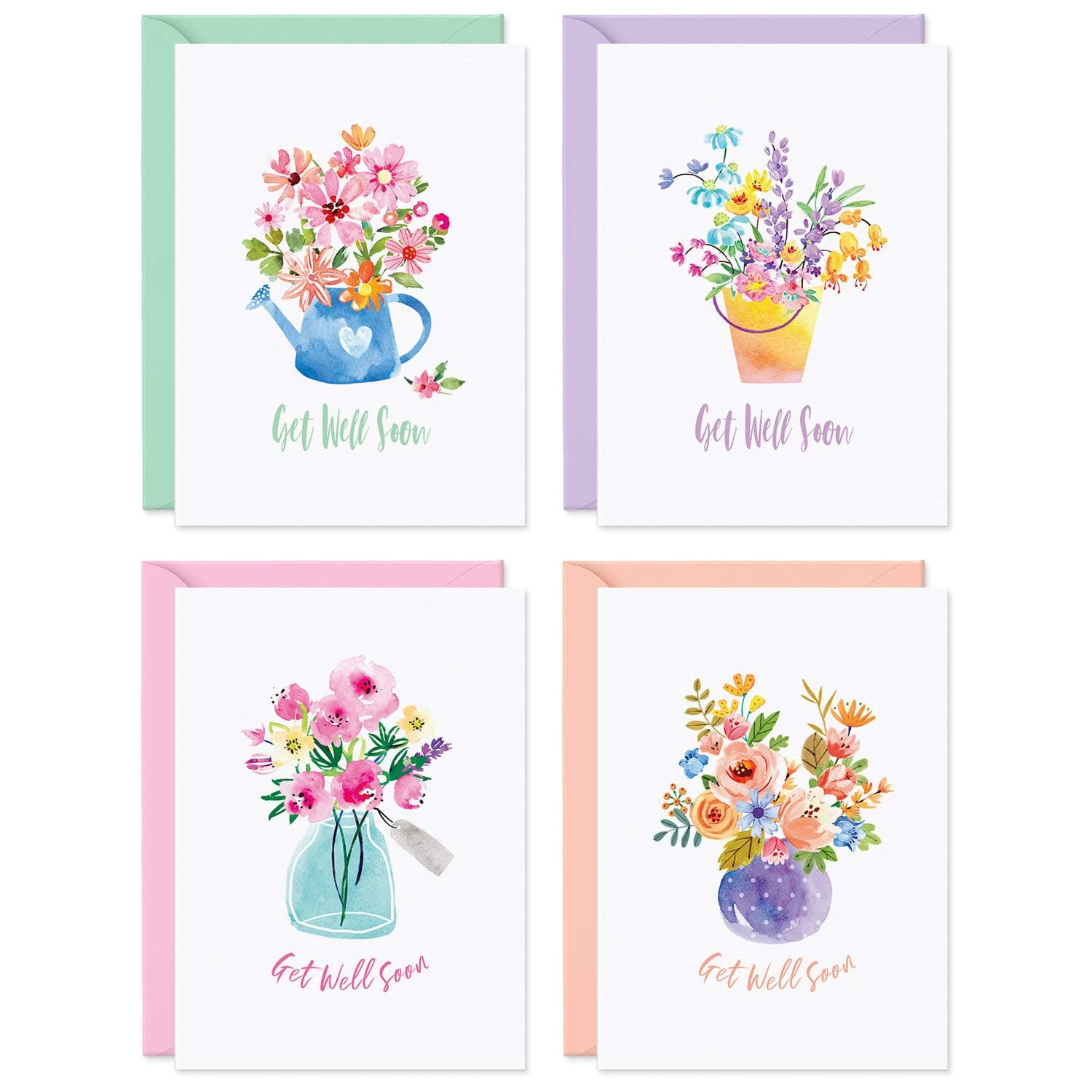 Sweetzer & Orange Bulk Get Well Cards With Envelopes, 24 Get Well Soon sheets Bundel. 300gsm Thick Greeting Cards and (120gsm) Envelopes, Feel Better Soon decor sheets