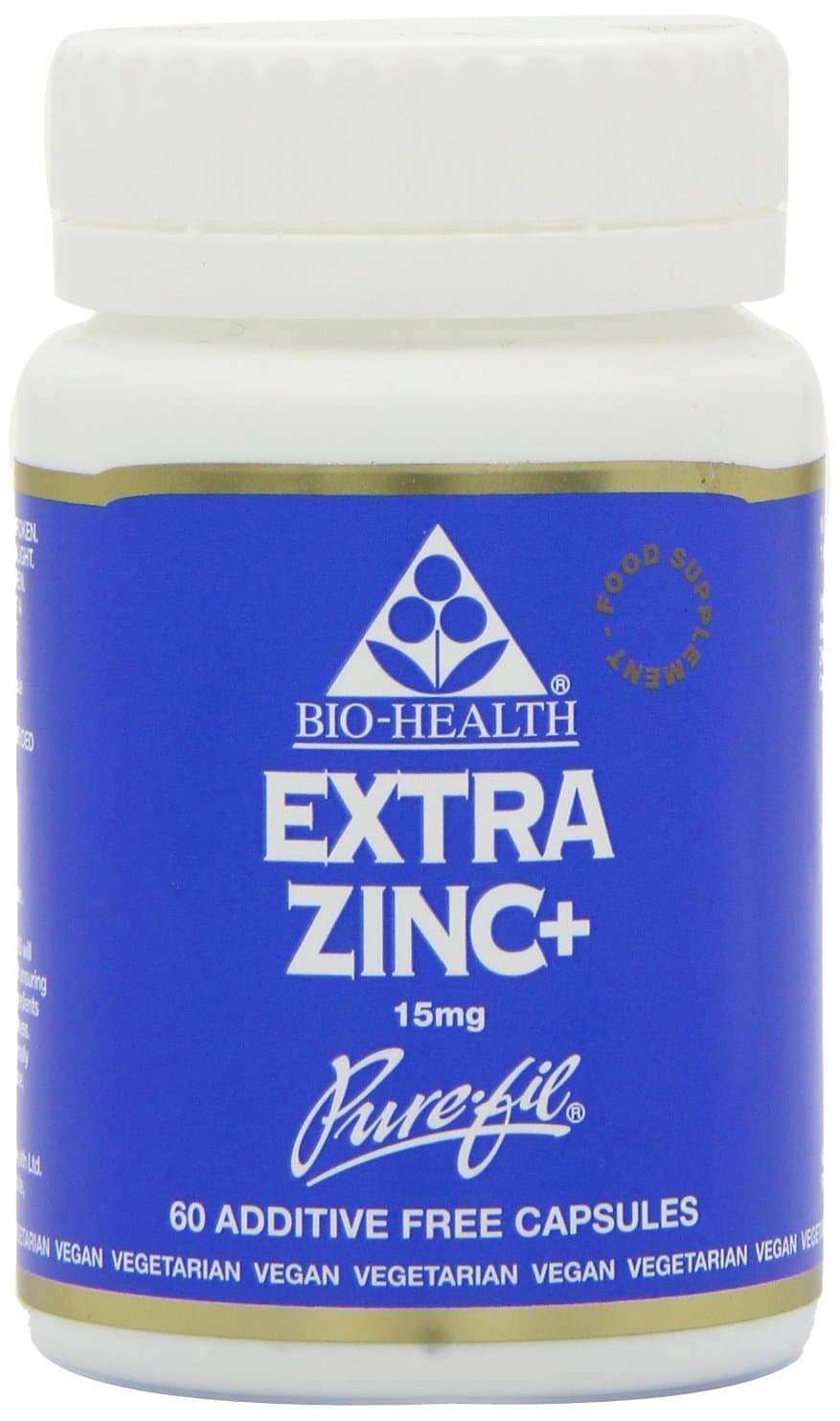 Bio-Health Extra Zinc Food Supplement with Vitamin B6, Magnesium and Copper Supports Normal Function of The Immune System Suitable for Vegetarians and Vegans, 60 Capsules