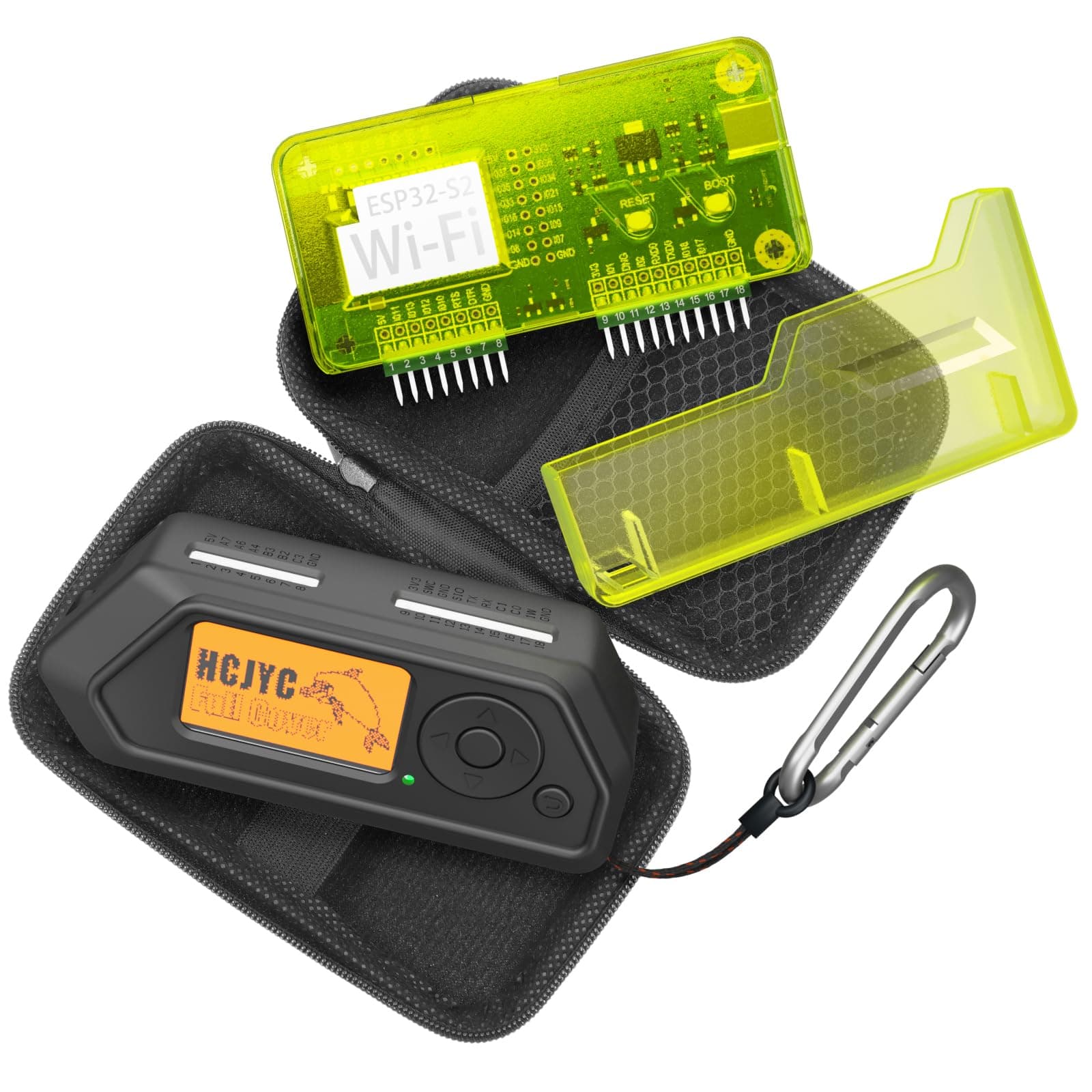 4-in-1 Protective Case Set, Protection Kit Accessories for Flipper Zero - Black & Green