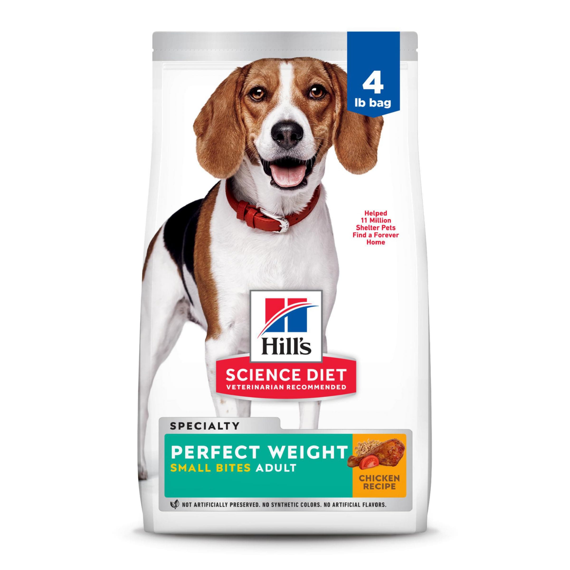 Adult Perfect Weight Small Bites Dry Dog Food, Chicken, 4 lb. Bag