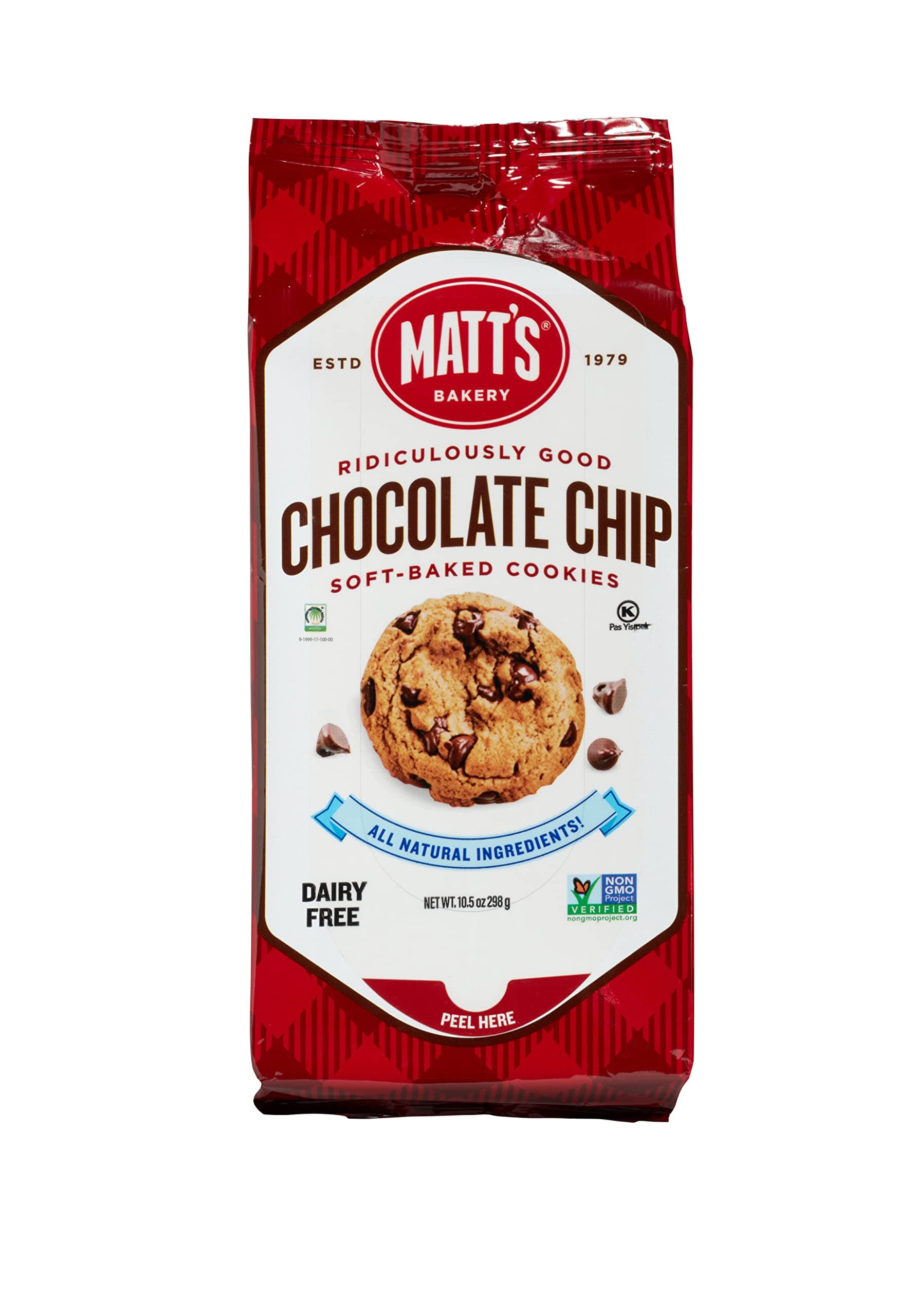 Matt's Bakery | Chocolate Chip Cookies | Soft-Baked, Non-GMO, All-Natural Ingredients; Single Pack of Cookies (10.5oz)